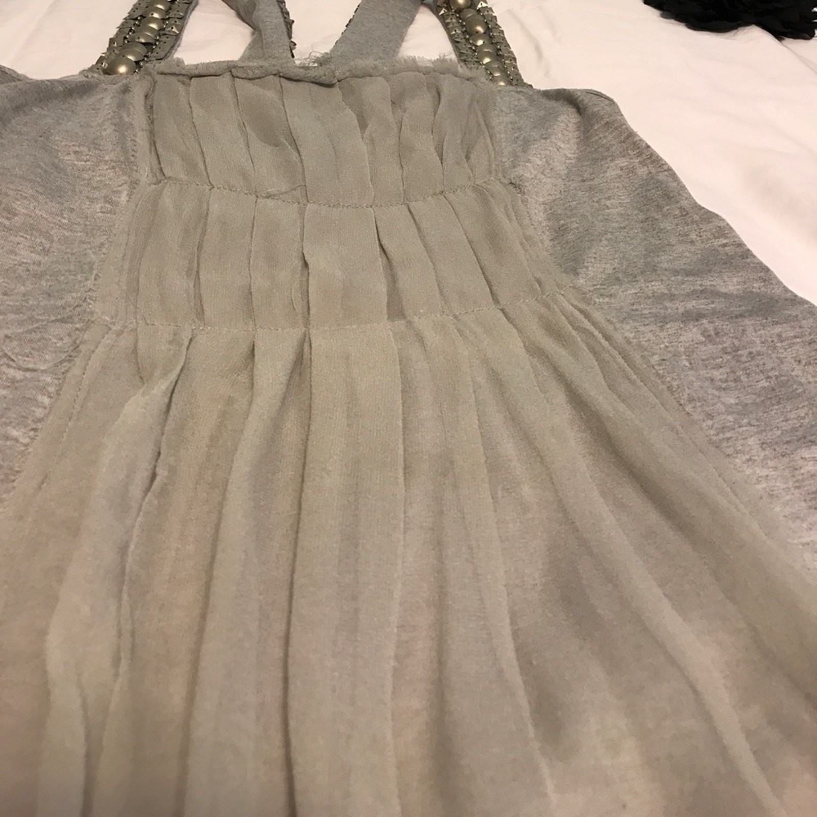 Elegant Evening top with metallic beaded straps