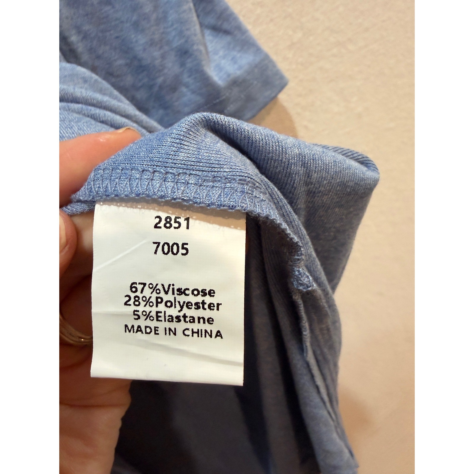 Oversized Heather Blue Side Slit Crewneck Tee Viscose Blend Short Sleeve Top