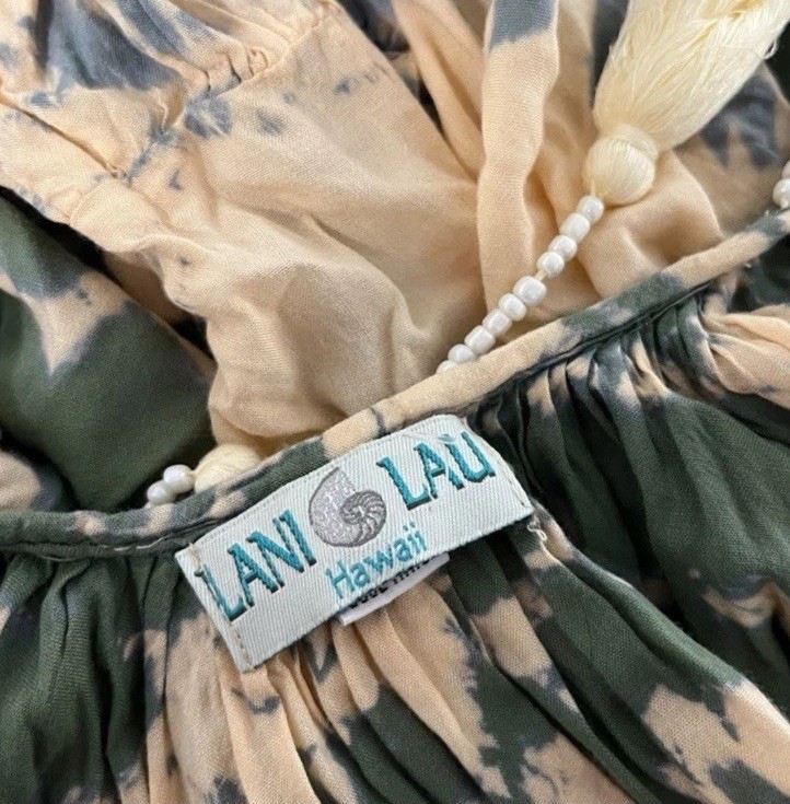 Lani Lau Hawaiian Fringe Tie Dye Resortwear Tunic Top OS