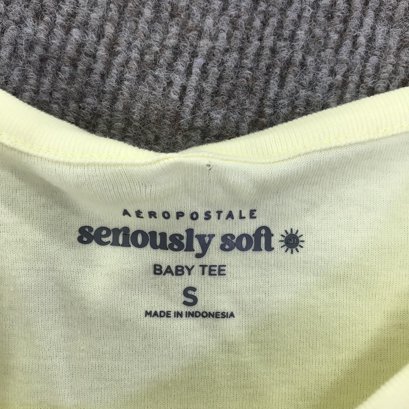 Aeropostale Shirt Teens Small Yellow Seriously Soft Baby Tee Rhinestone Fruit
