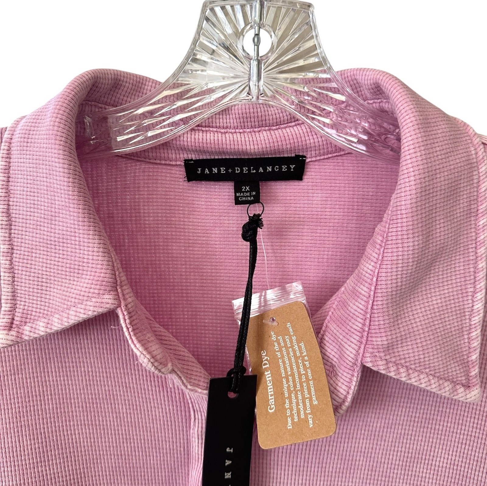 Jane & Delancey Women’s Button Down Shirt Top Garment Dye Plus Size 2X Pink