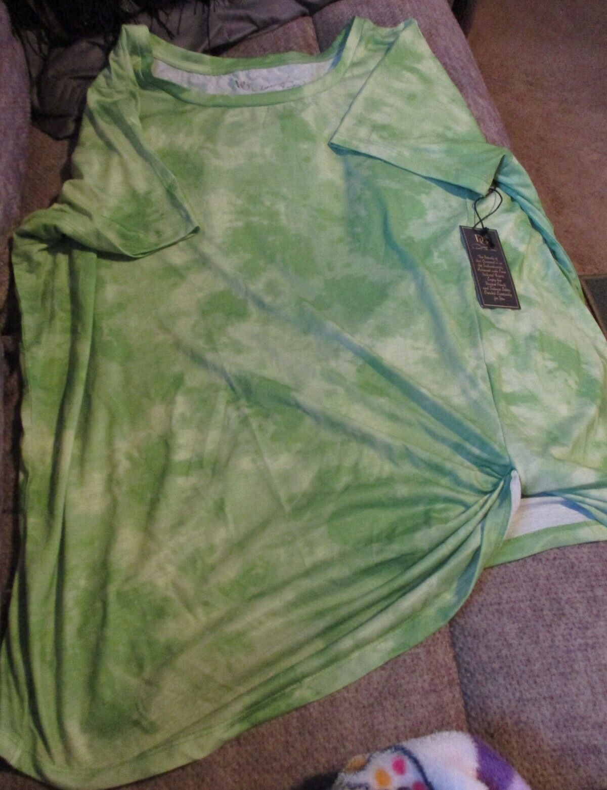 DG2 by Diane Gilman Women’s Tie Dye Knotted T-Shirt, 2X Green Free Shipping