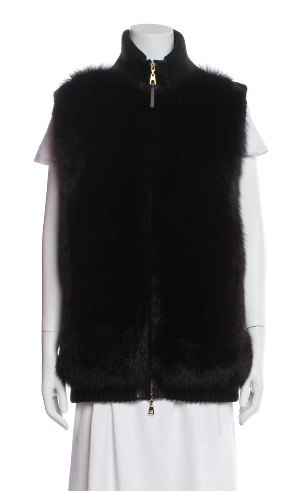 Authentic Louis Vuitton 2011 Fox Fur Wool Cashmere Lamb Leather Vest M
