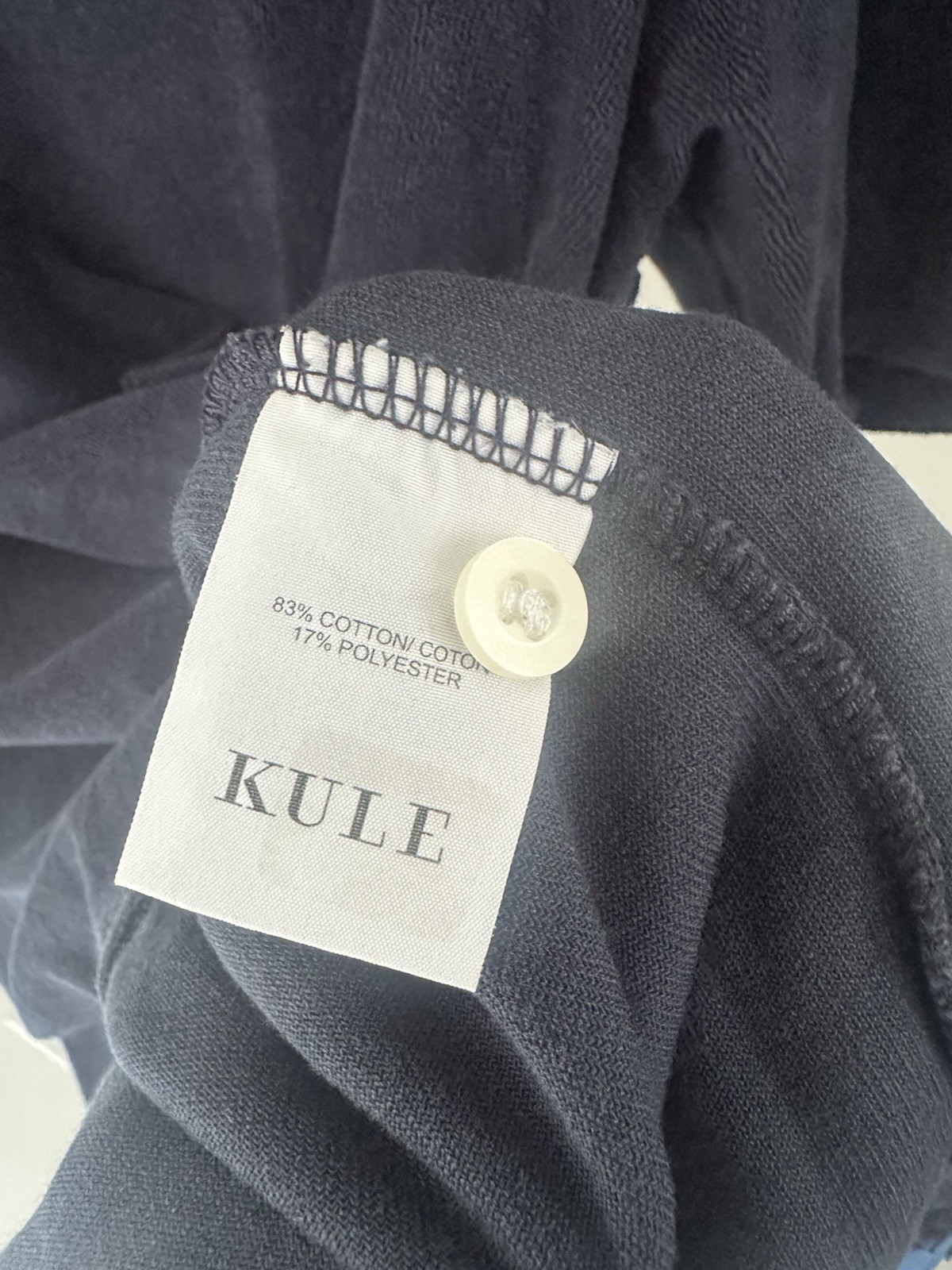 Kule Women’s Size Large Navy Blue Terry Polo Shirt Short Sleeve