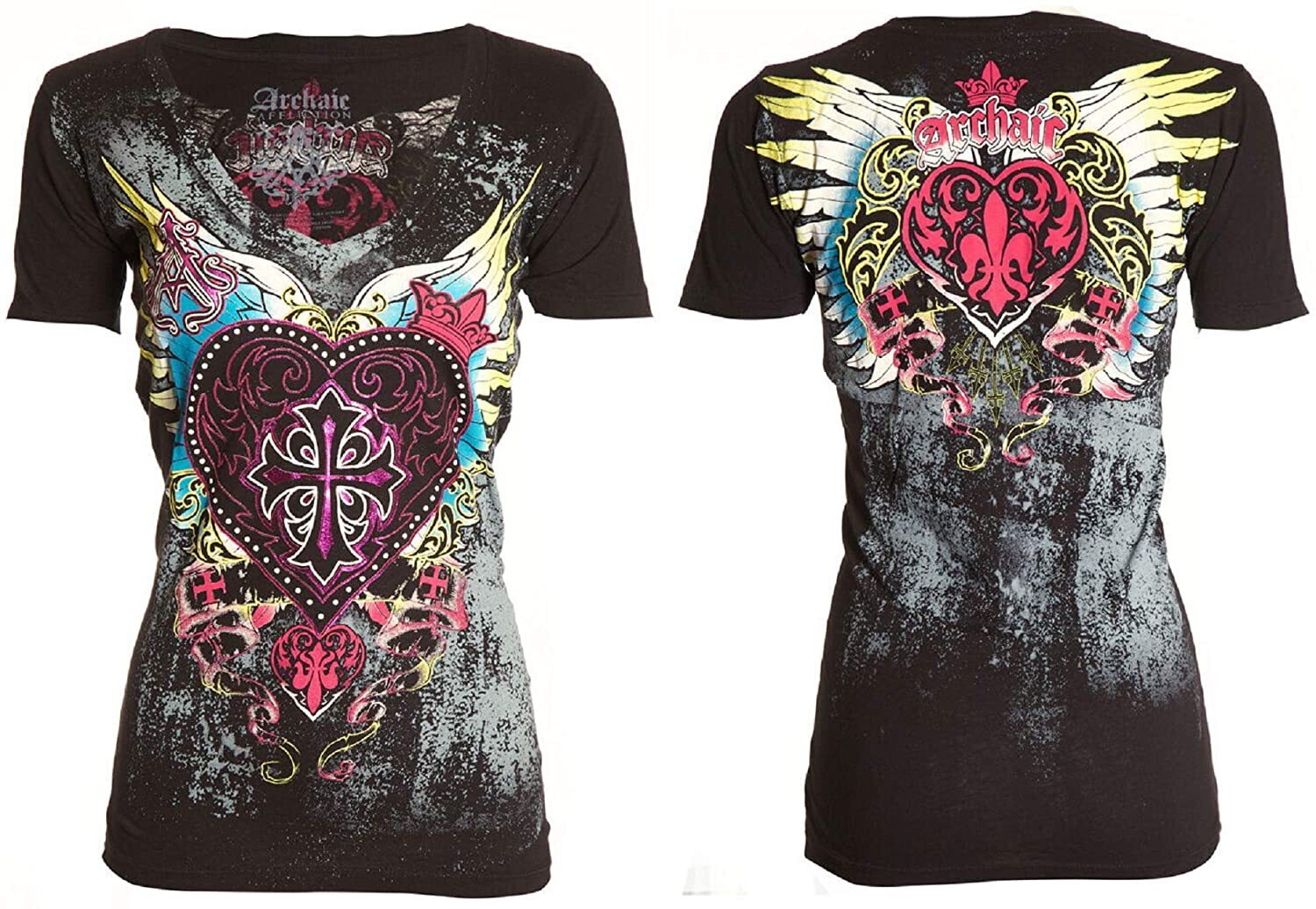 Archaic Affliction Women’s T-Shirt DARLING Tattoo Biker Black