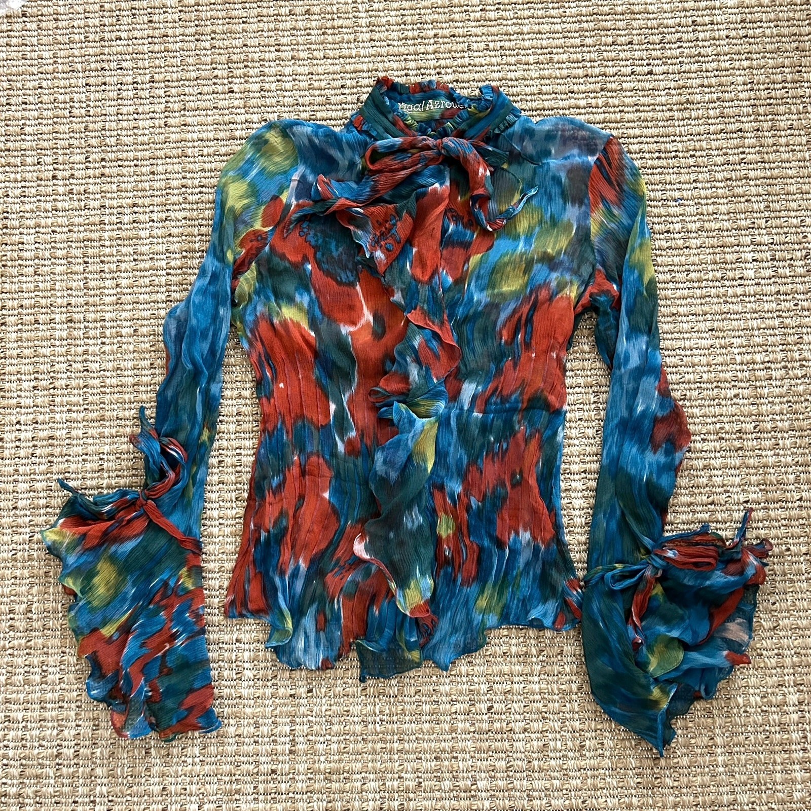 Yigal Azrouel 100% Silk, Sheer Color Splash Blouse