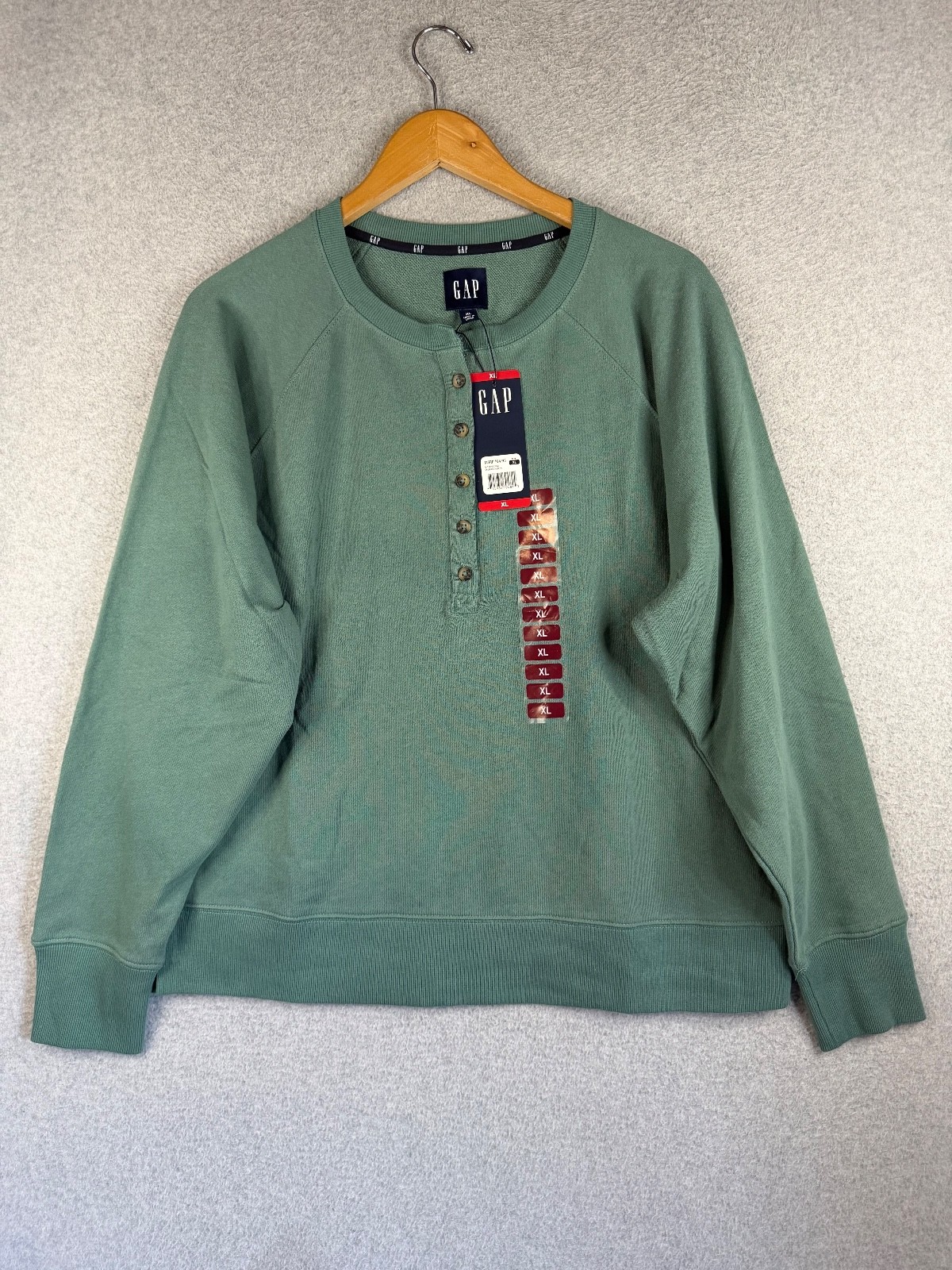 VTG GAP Henley Sweatshirt Womemns XL Green Popover Y2K NWT