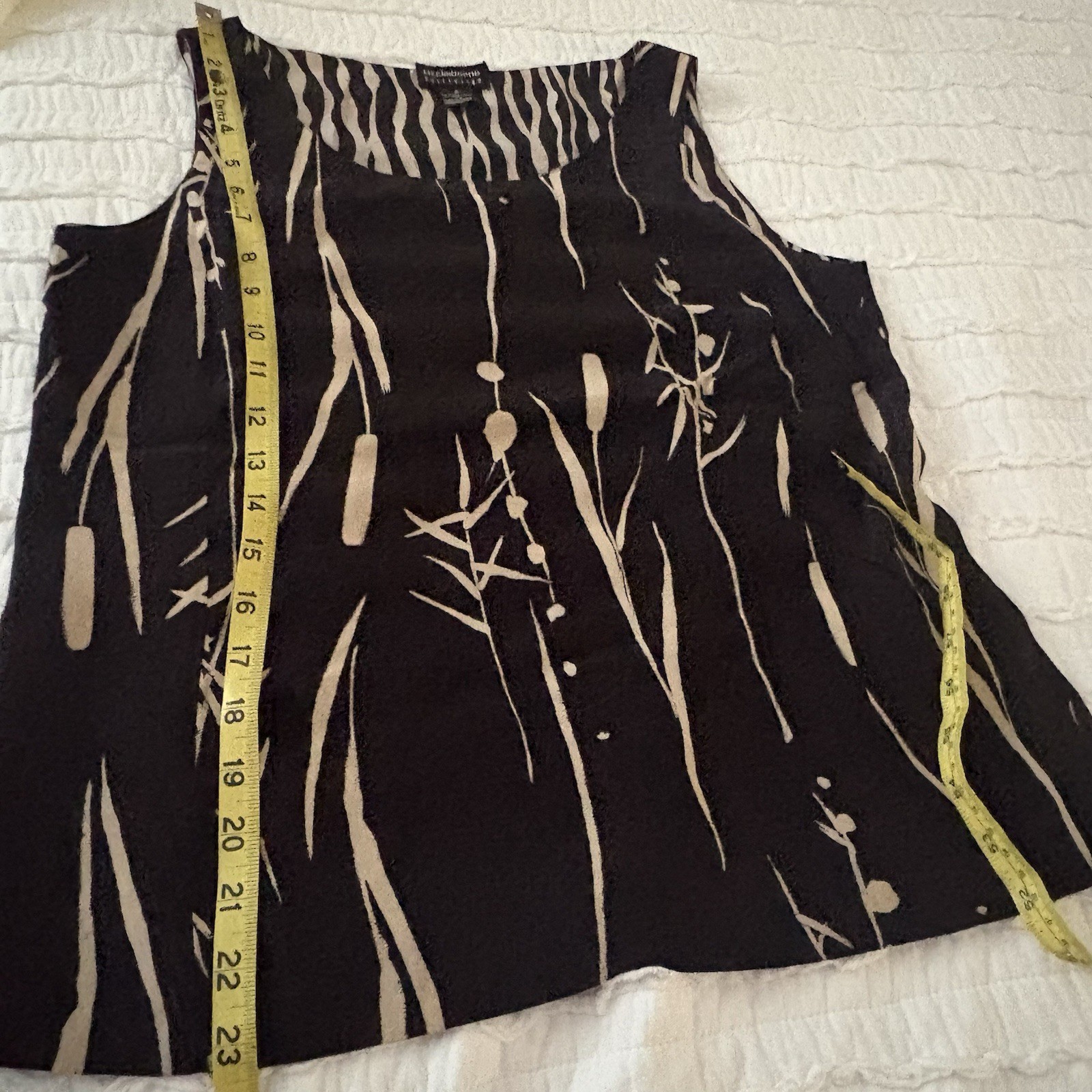Liz Claiborne Reversible Silk Top Sleeveless Size 8 Black Tan Career Classy