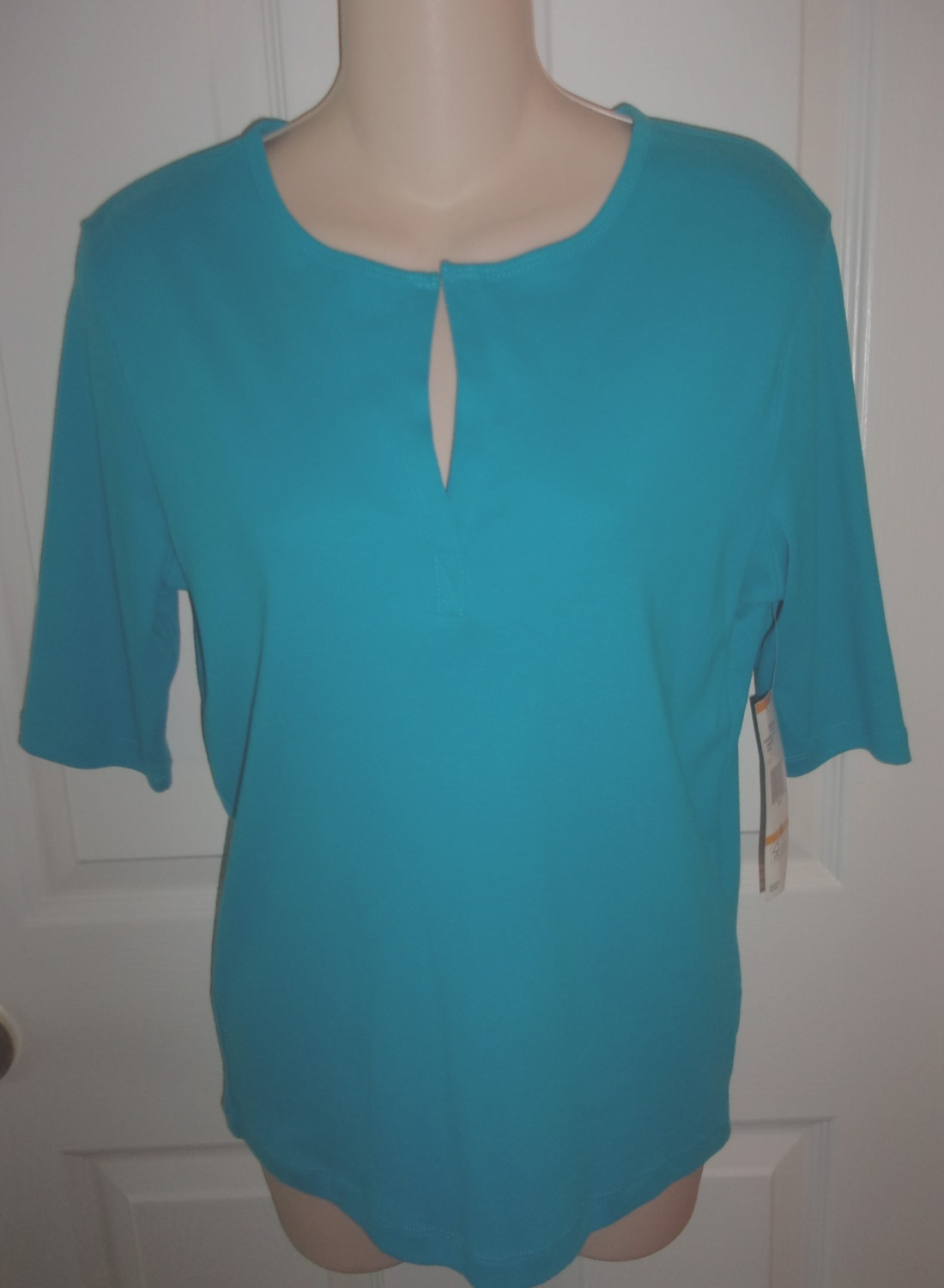JONES NEW YORK SPORT AQUAMARINE KNIT TOP, ELBOW LENGTH SLEEVES, NWT, SZ SMALL