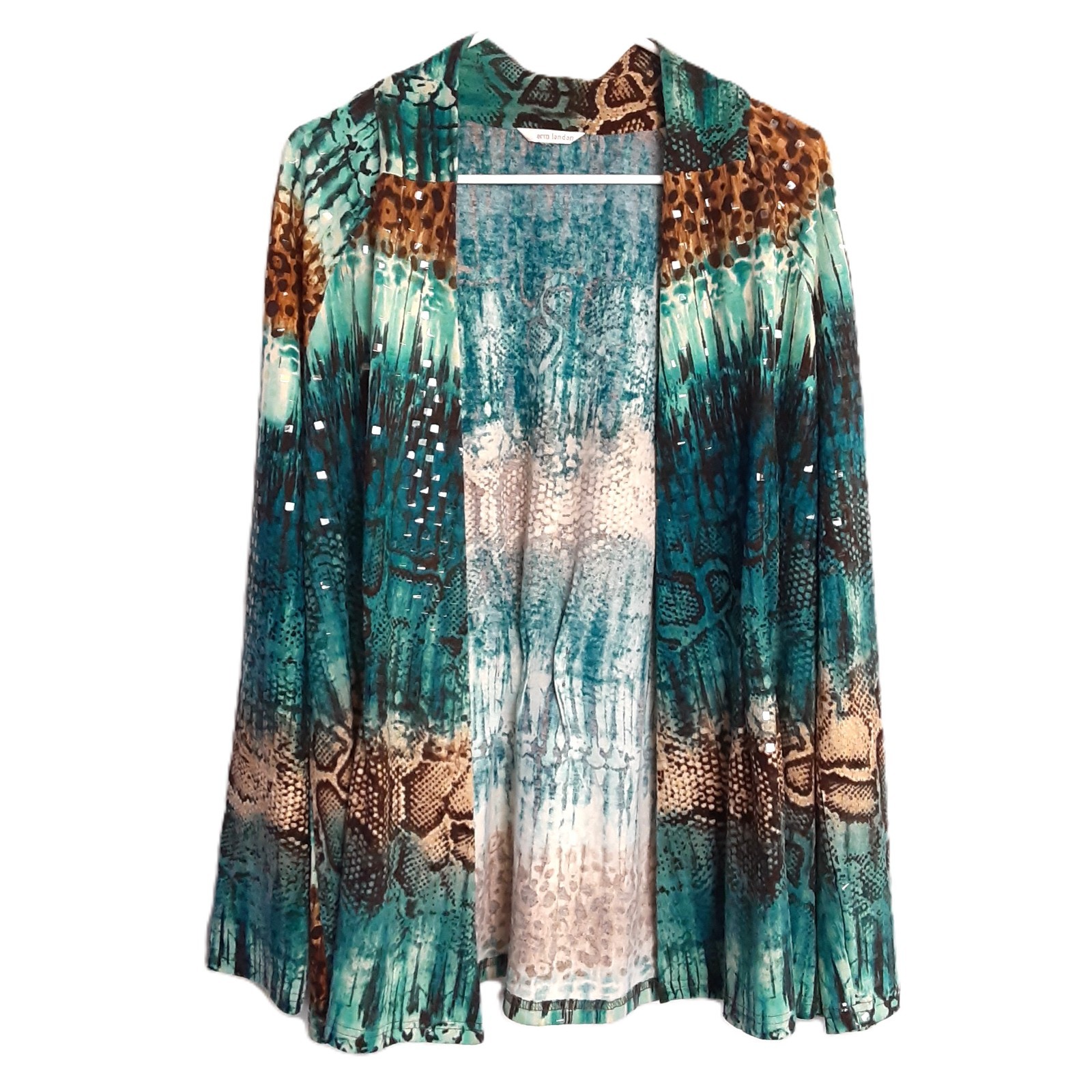 Erin London Open Front Cardigan Size XL Snake Animal Long Sleeve Machine wash