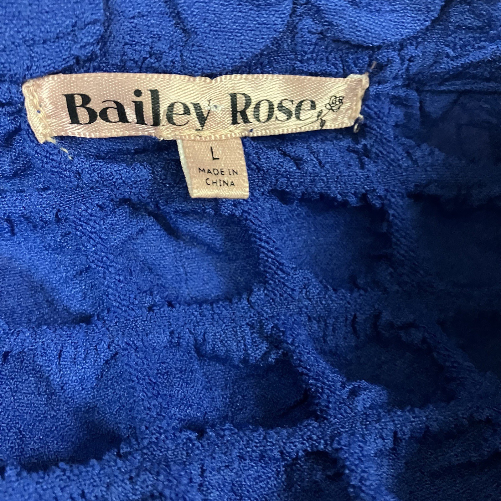 Coastal Modern Artsy BAILEY ROSE Bubble Knit Shirt LARGE Electric Blue Stretchy