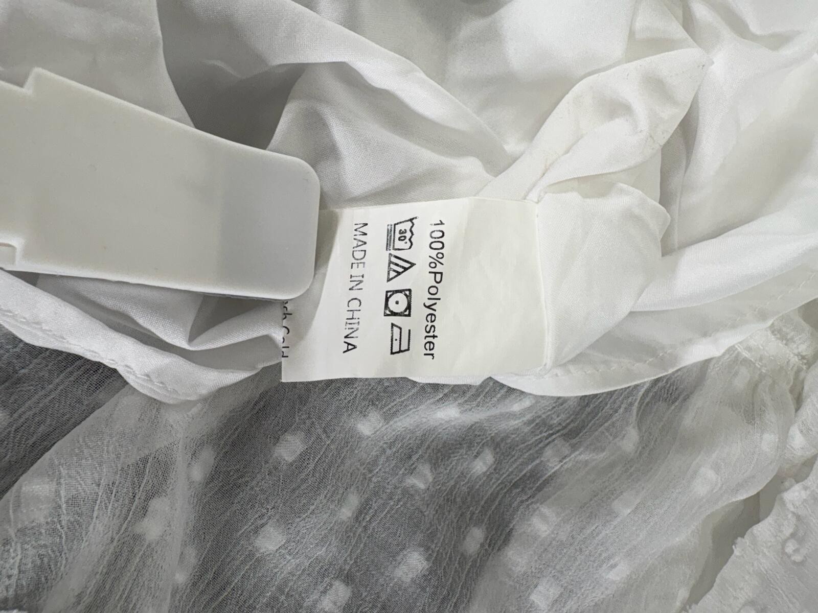 Miss Sparkling White Sheer Tiered Ruffle Blouse Size M 2145