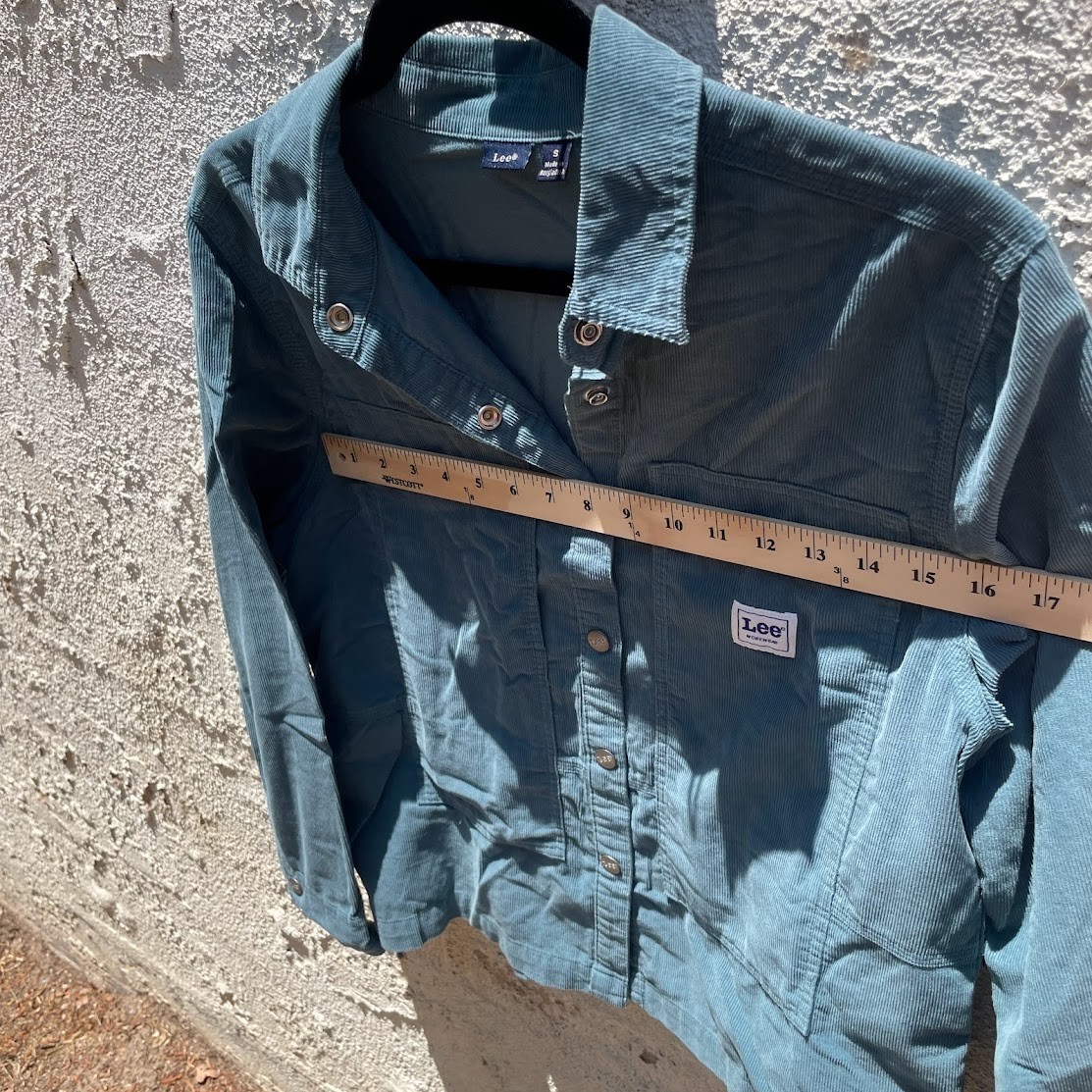 Lee Workwear Corduroy Chore Jacket Women’s Small Blue Green Cotton Overshirt