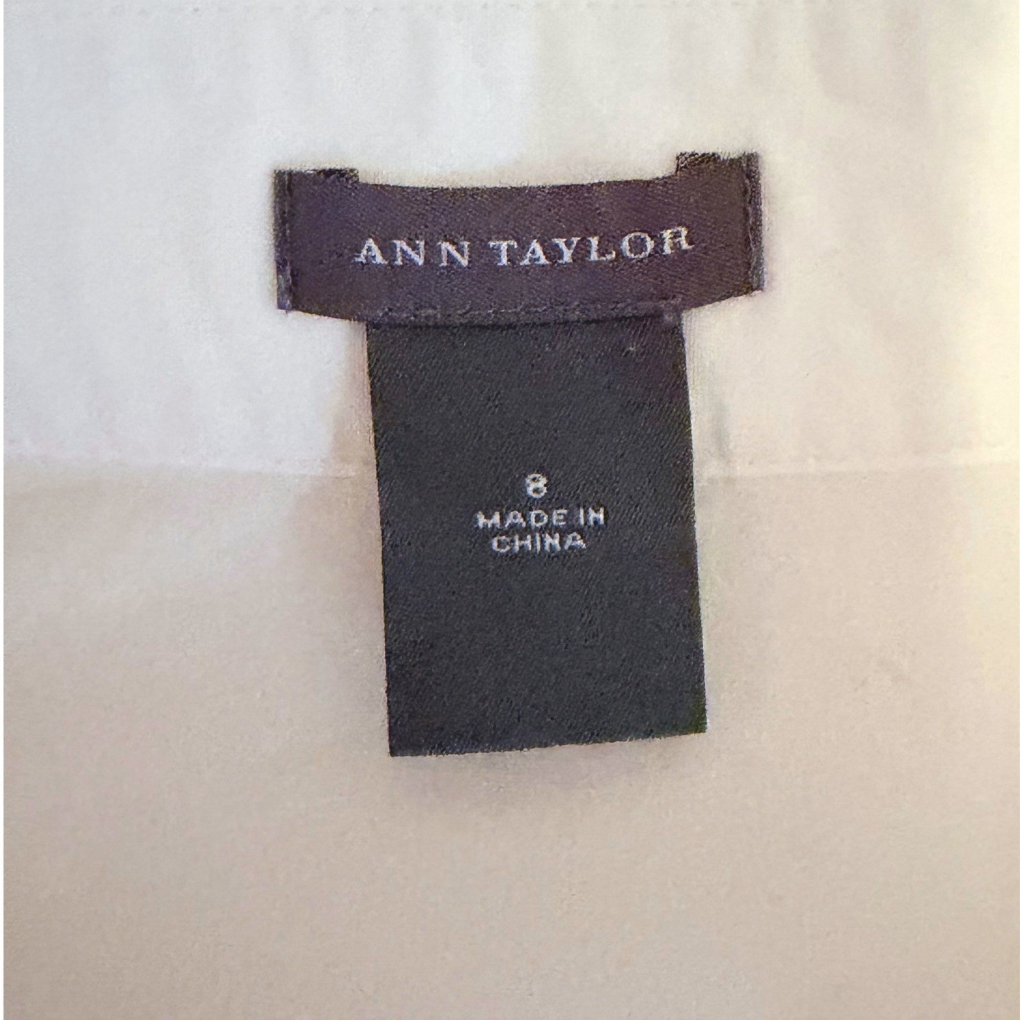 Ann Taylor Button Down Shirt Womens 8 White Good 3/4 Sleeve Blouse