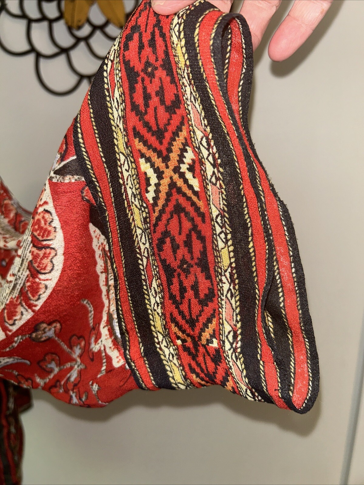 Isabel Marant Etoile Top Tucson Black/Red Paisley Print Crepe Blouse Sz M