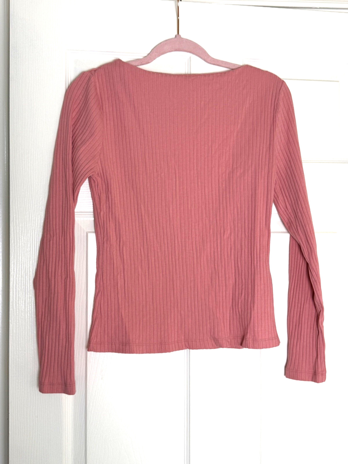 A New Day Women’s Small Dusty Rose Pink Ribbed Long Sleeve Boat Neck Top
