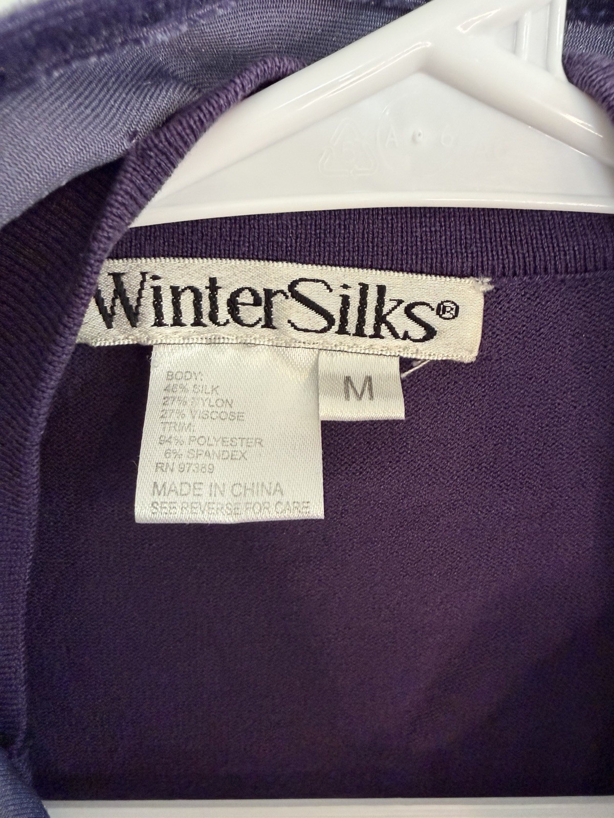 WinterSilks Purple Solid Ruffle Open Front Knit Long Sleeve Cardigan Women M