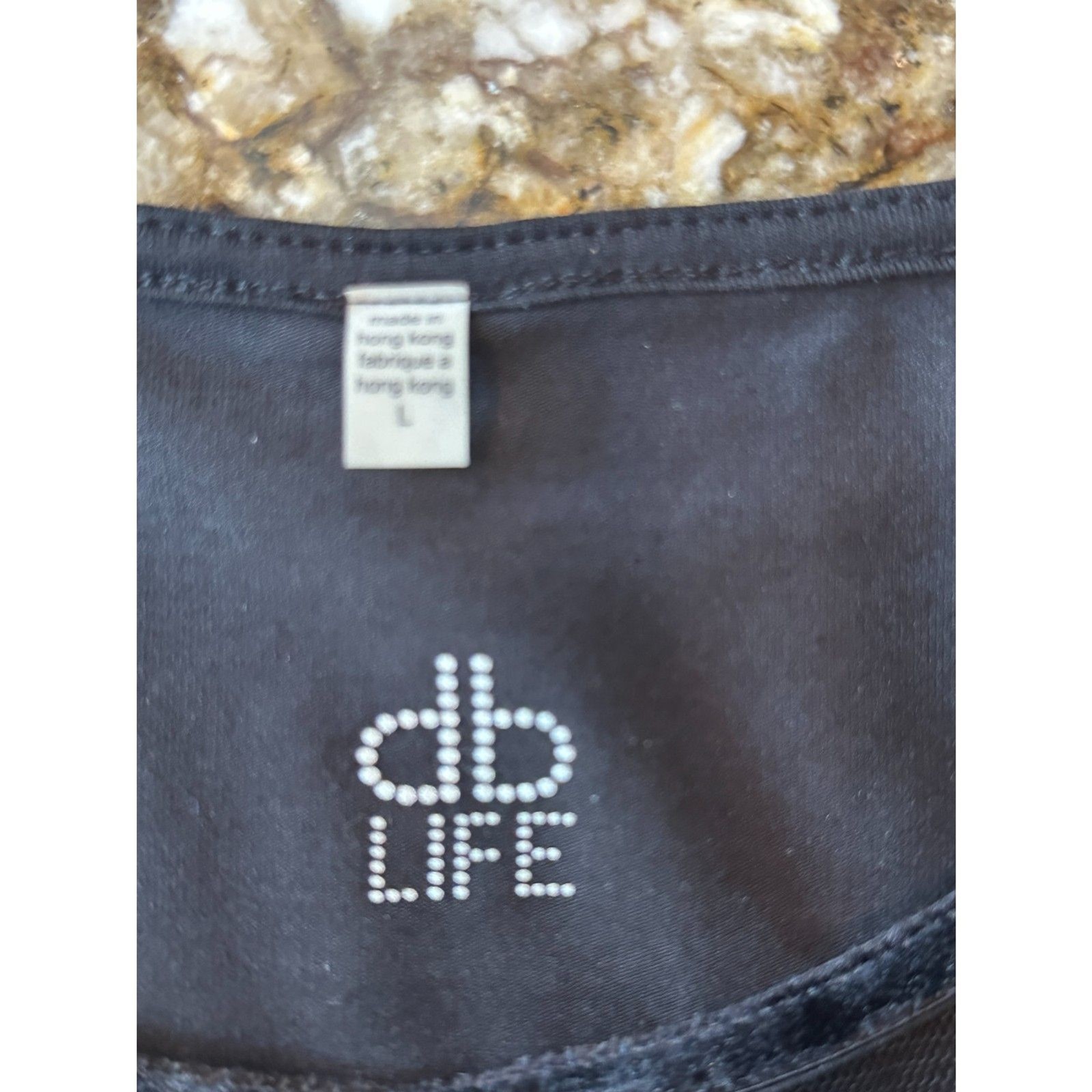 Dana Buchman DB Life Black Top w/Netted & Velvet Flower Applique Neck NWT Large