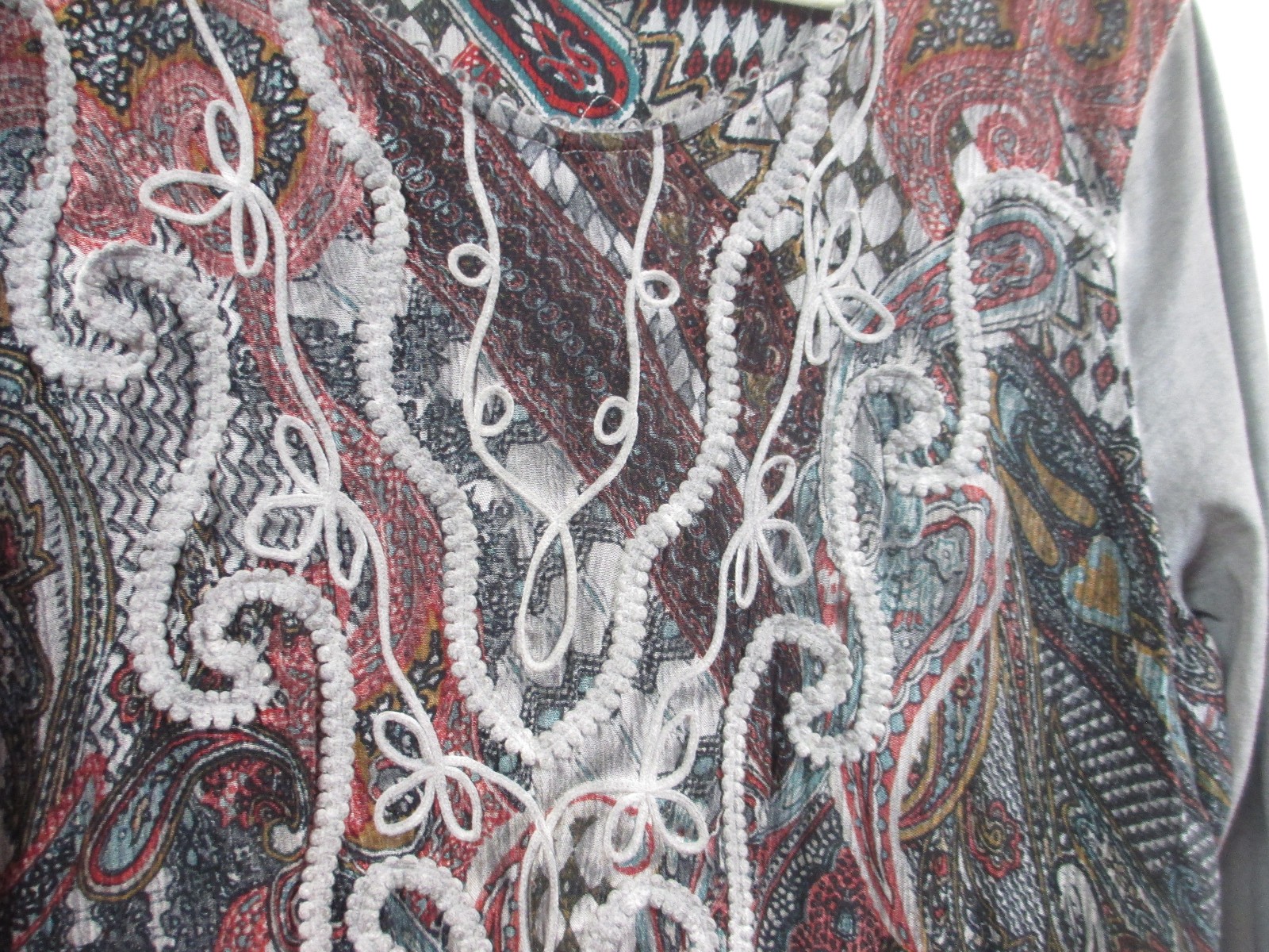 Soft Surroundings Large Dark Romantic Paisley Embroidered Boho Tunic Peru