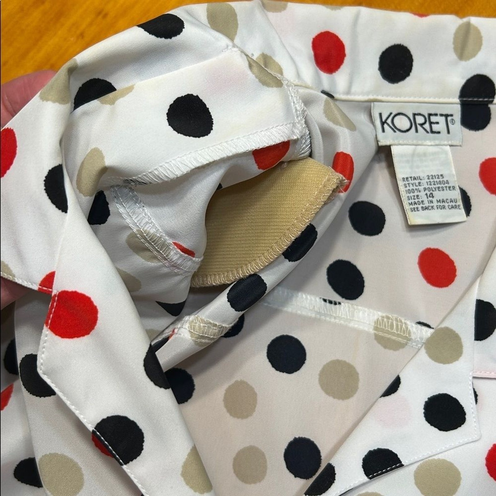 Koret Women’s Short Sleeve Multicolor Polka Dot Button-Up Blouse 80s Y2K Granny