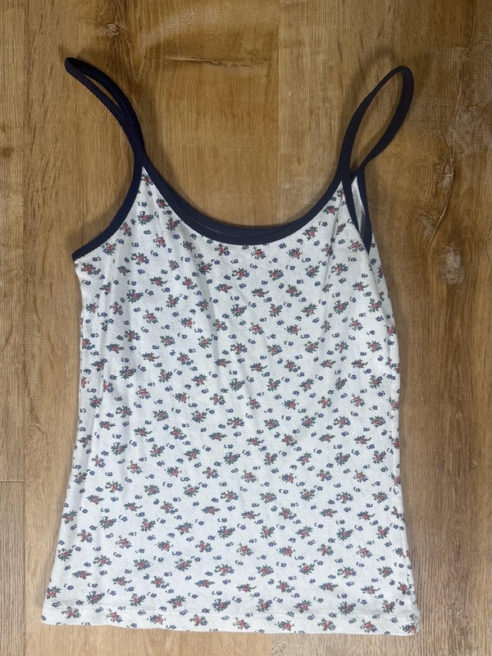 White Floral Spaghetti Strap Tank Top
