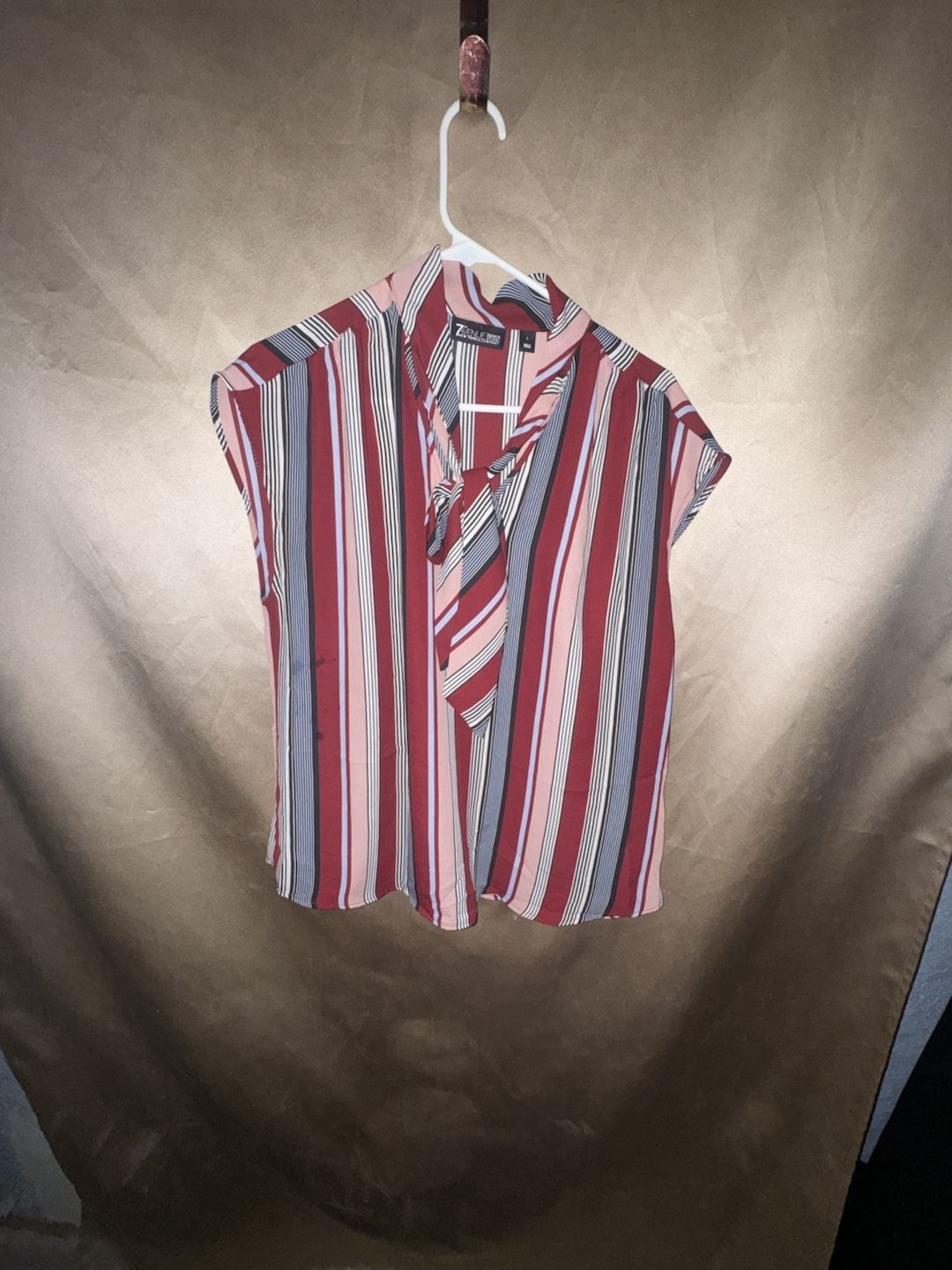 7th Avenue Design Studio New York & Company Women’s Sleeveless Striped Tie-Neck