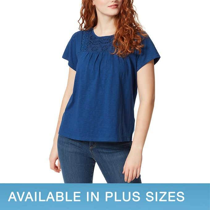 Ella Moss Ladies’ Eyelet Knit Top Blouse Short Sleeve Shirt F31