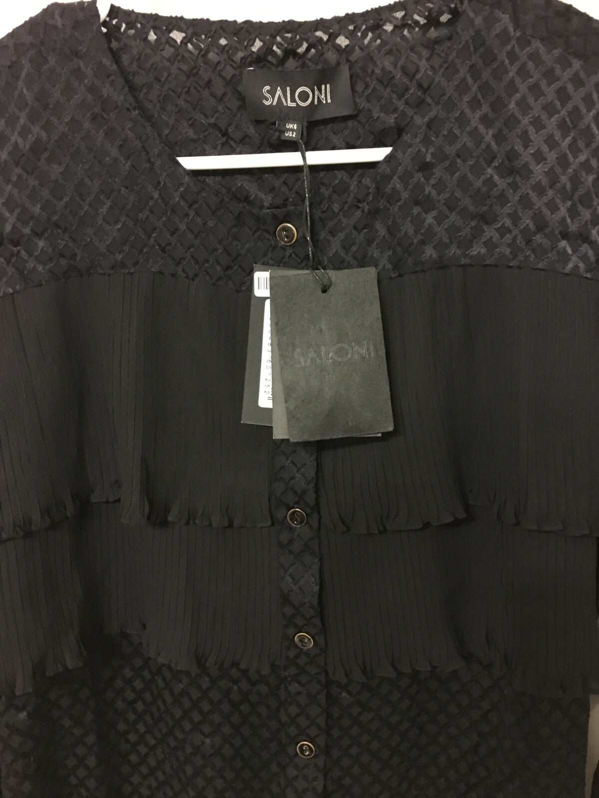 Saloni Jenny Top 3129 Houndstooth Devore Georgette Top Size US 2