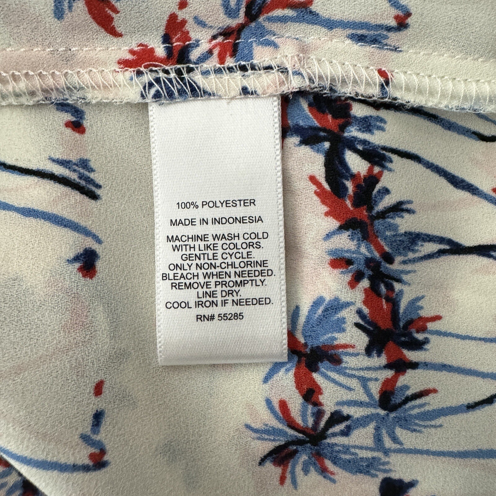 Express Shirt Womens XS White Blue Red Pink Palm Trees Portofino Office Casual