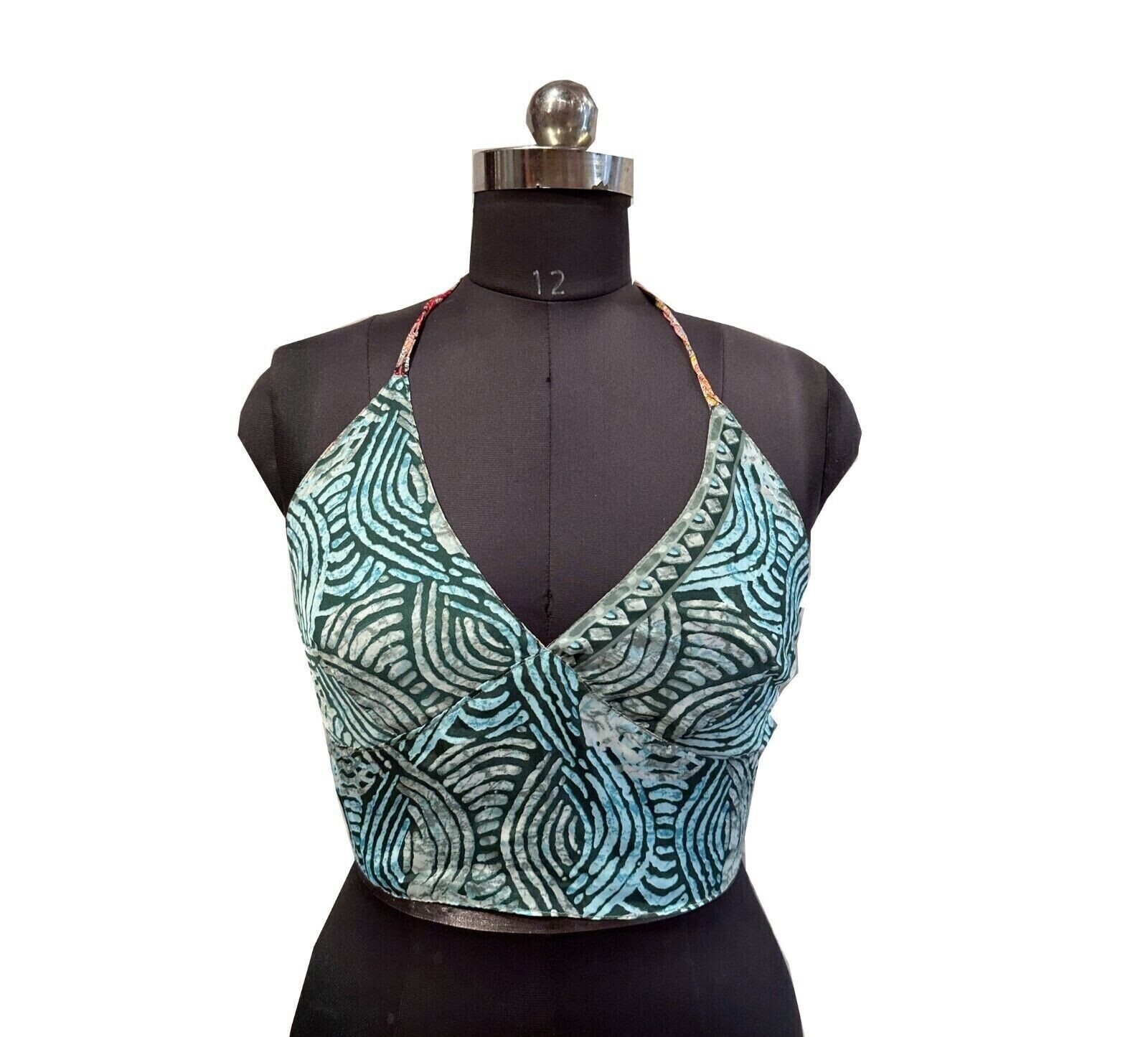 Wholesale 10 PC Of Indian Vintage Silk Sari Halter Crop Tops Retro 60s Clothing