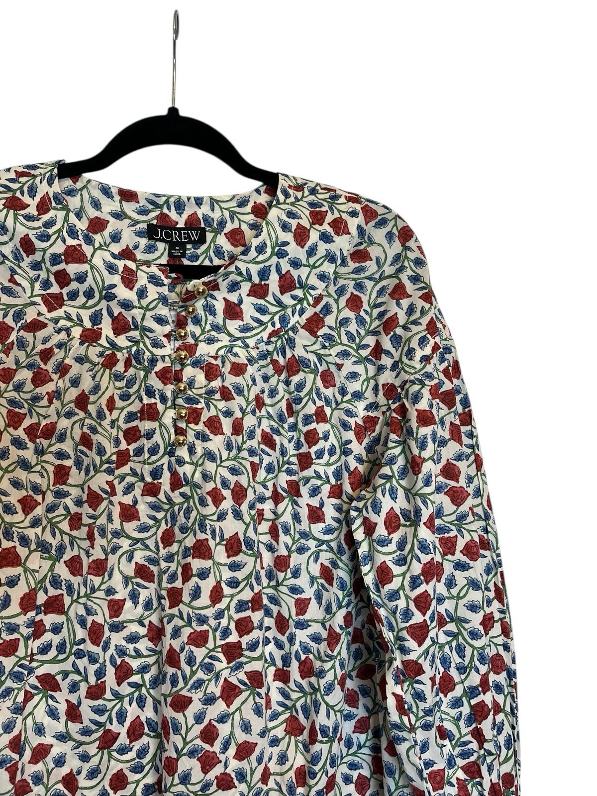 J Crew Shirred Popover Blouse Size Medium Rosewood Floral NEW