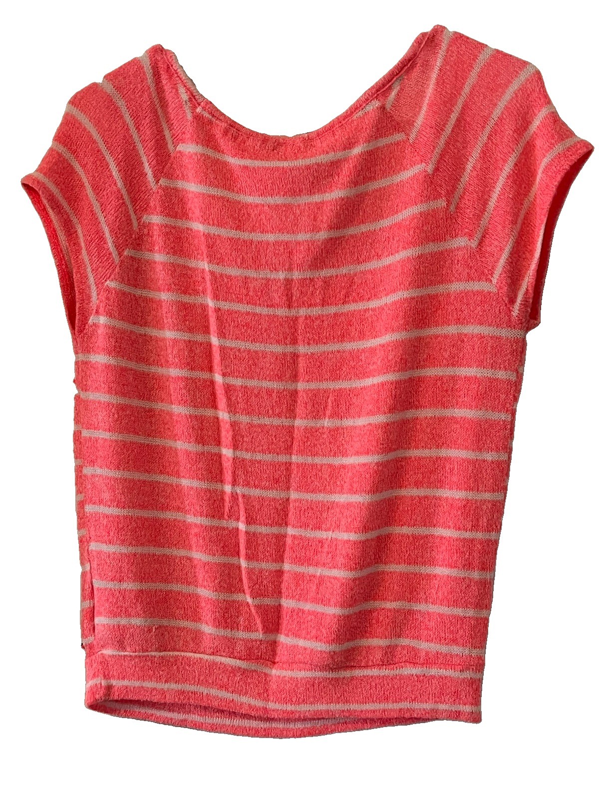 ROXY Womens Without You Scoop Neck Summer Knit Top Pink Coral Stripe Size Small