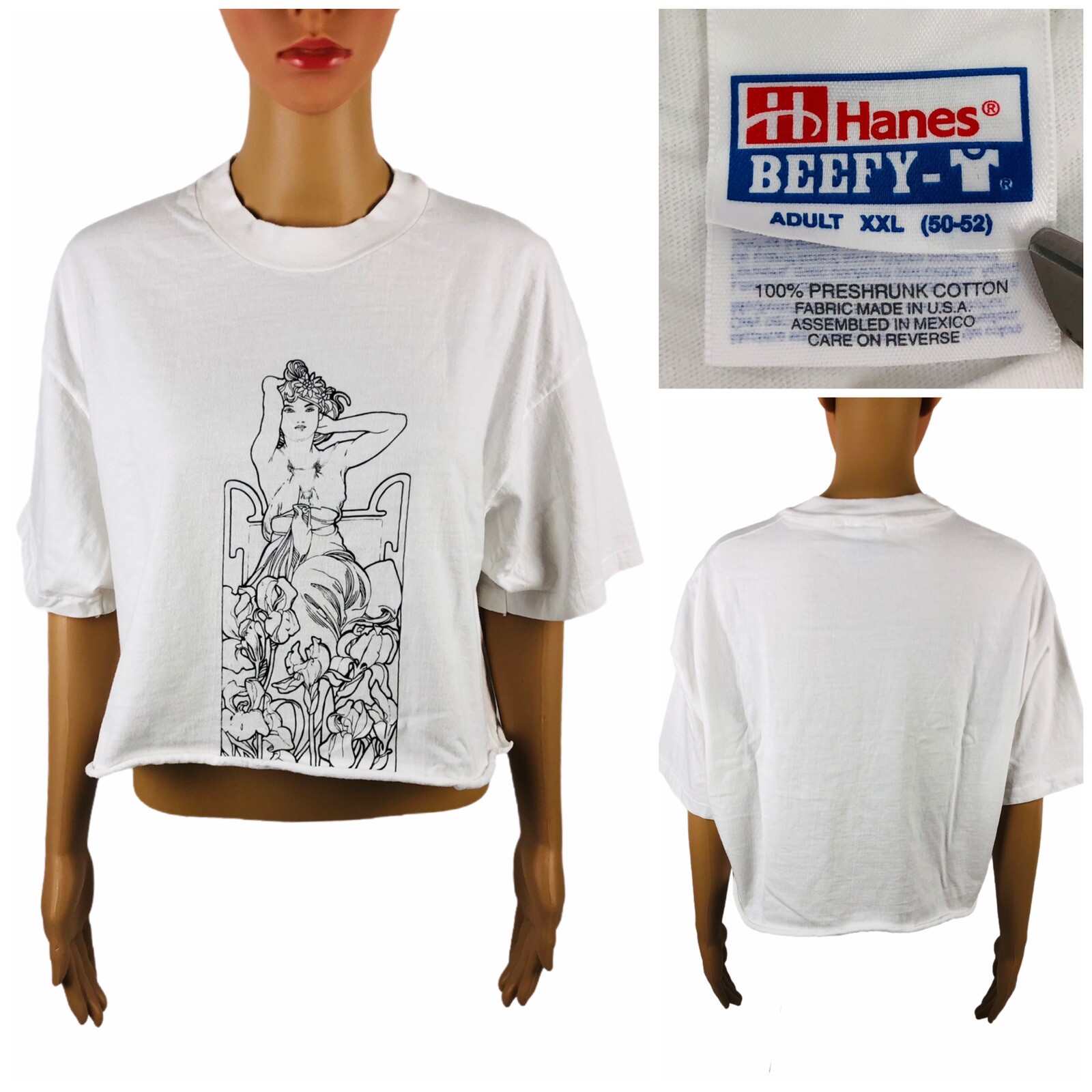 Goddess Aphrodite Shirt Top Women 2XL Single Stitch Vintage 90s Made In USA Crop