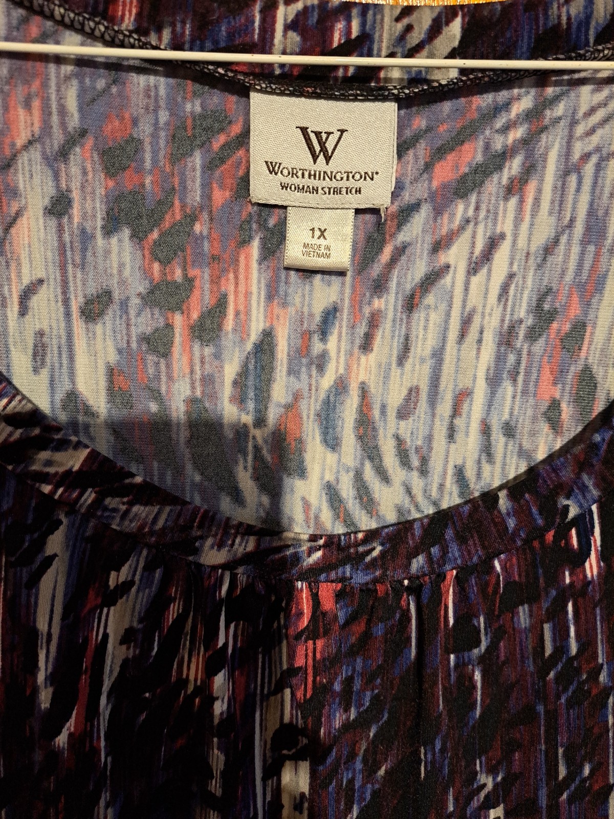 Worthington Woman Stretch Short Sleeve Top Size 1X, Round Neck, Pre-owned,
