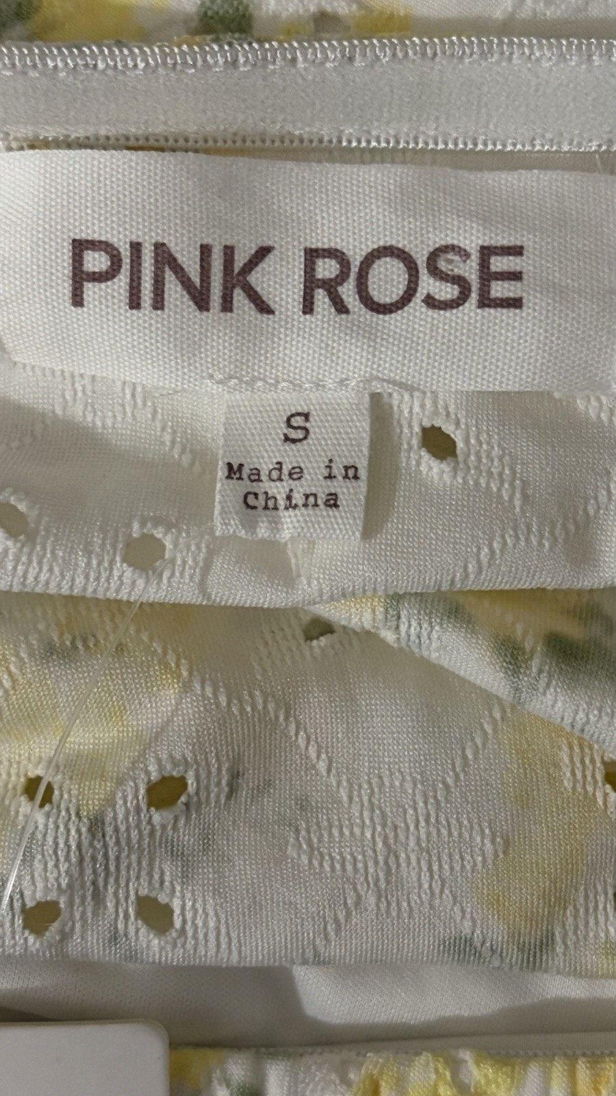 Pink Rose Womens Strapless Floral Eyelet Smocked Lined Tube Top White S