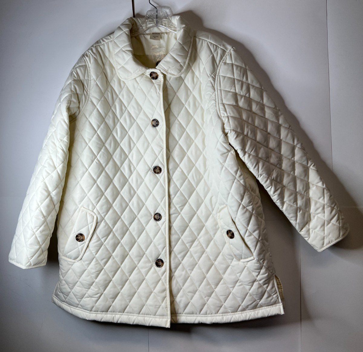NWOT Blair Women’s XL Off White Jacket Coat Button Pockets Quilted Lined