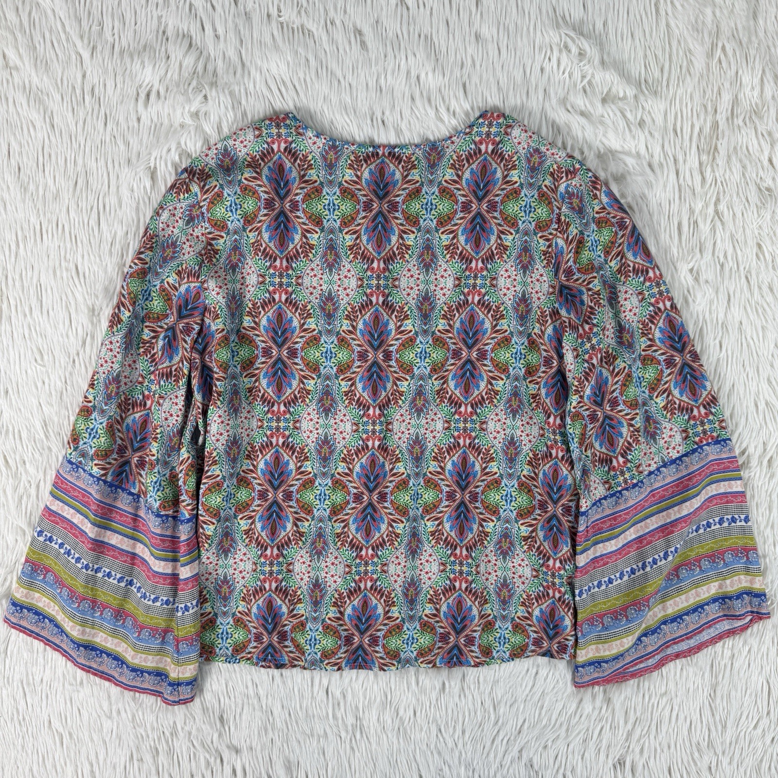 Sundance Multicolor Boho Bell Sleeve Andalusia Peasant Blouse Women’s Size PXS