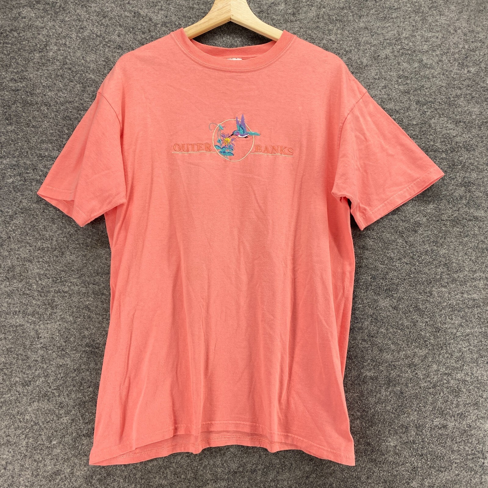 Anvil T-Shirt Women L Pink Crew Neck Short Sleeve Cotton Pullover Top