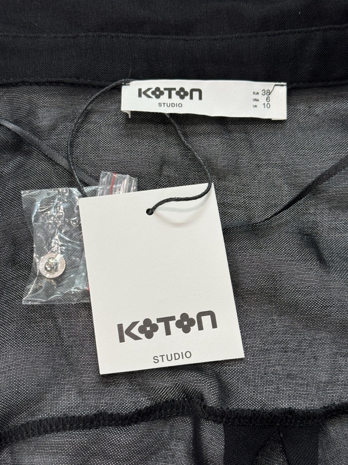 NWT Koton Studio Sheer Black Cowl Neck Blouse Long Sleeve Draped Top EU38 US6