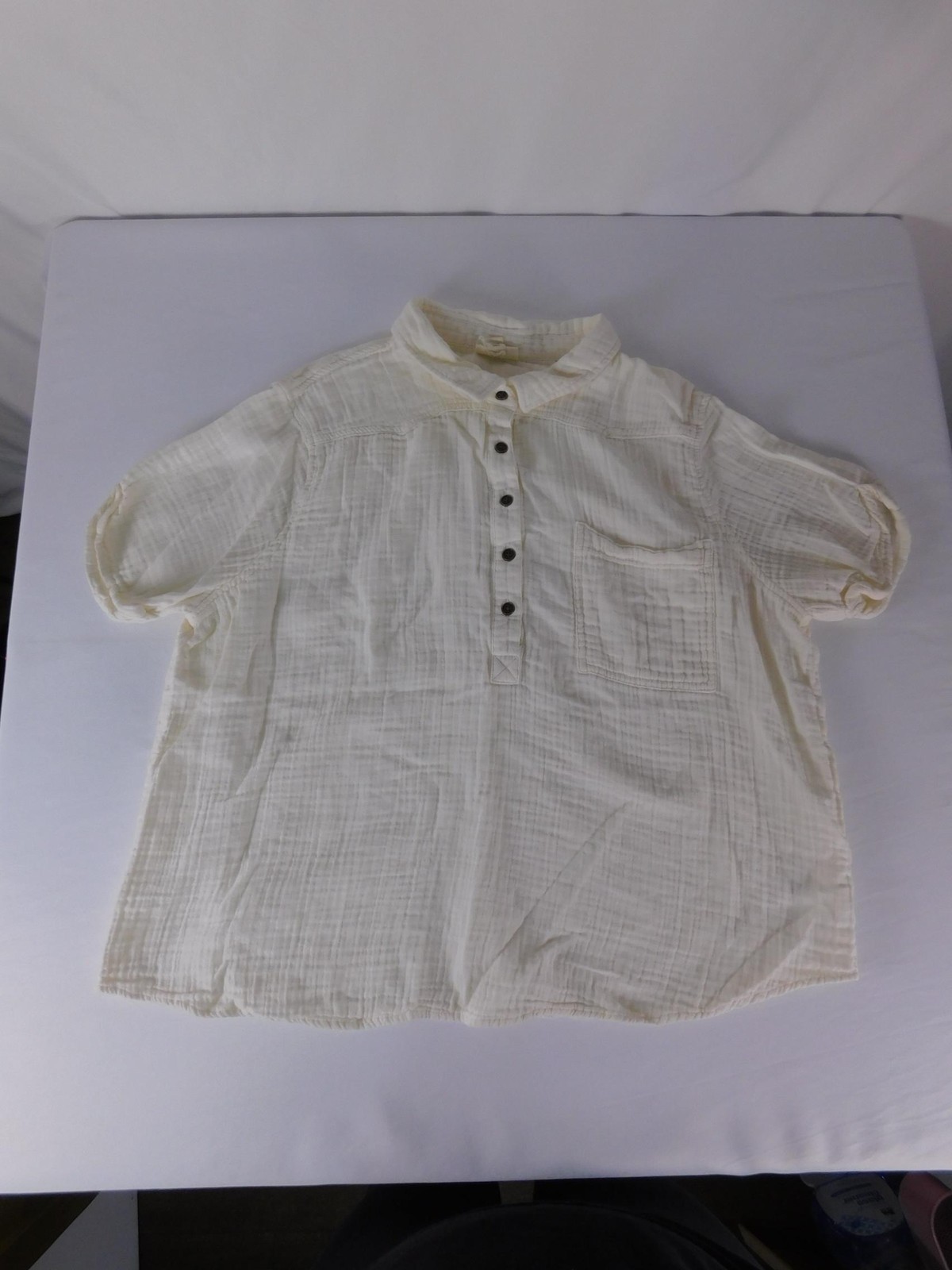 A.n.a A New Approach Blouse Womens XL White Gauze Collared Button Cotton Top