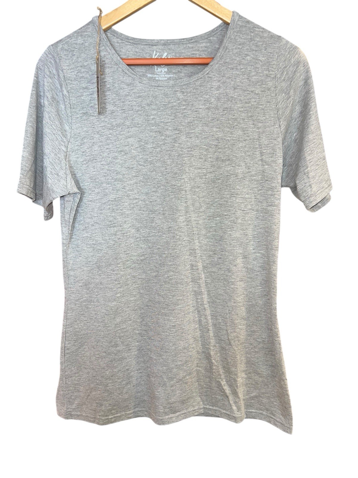 Kalon Heather Gray Short Sleeve Stretch Tee Shirt Women’s Large