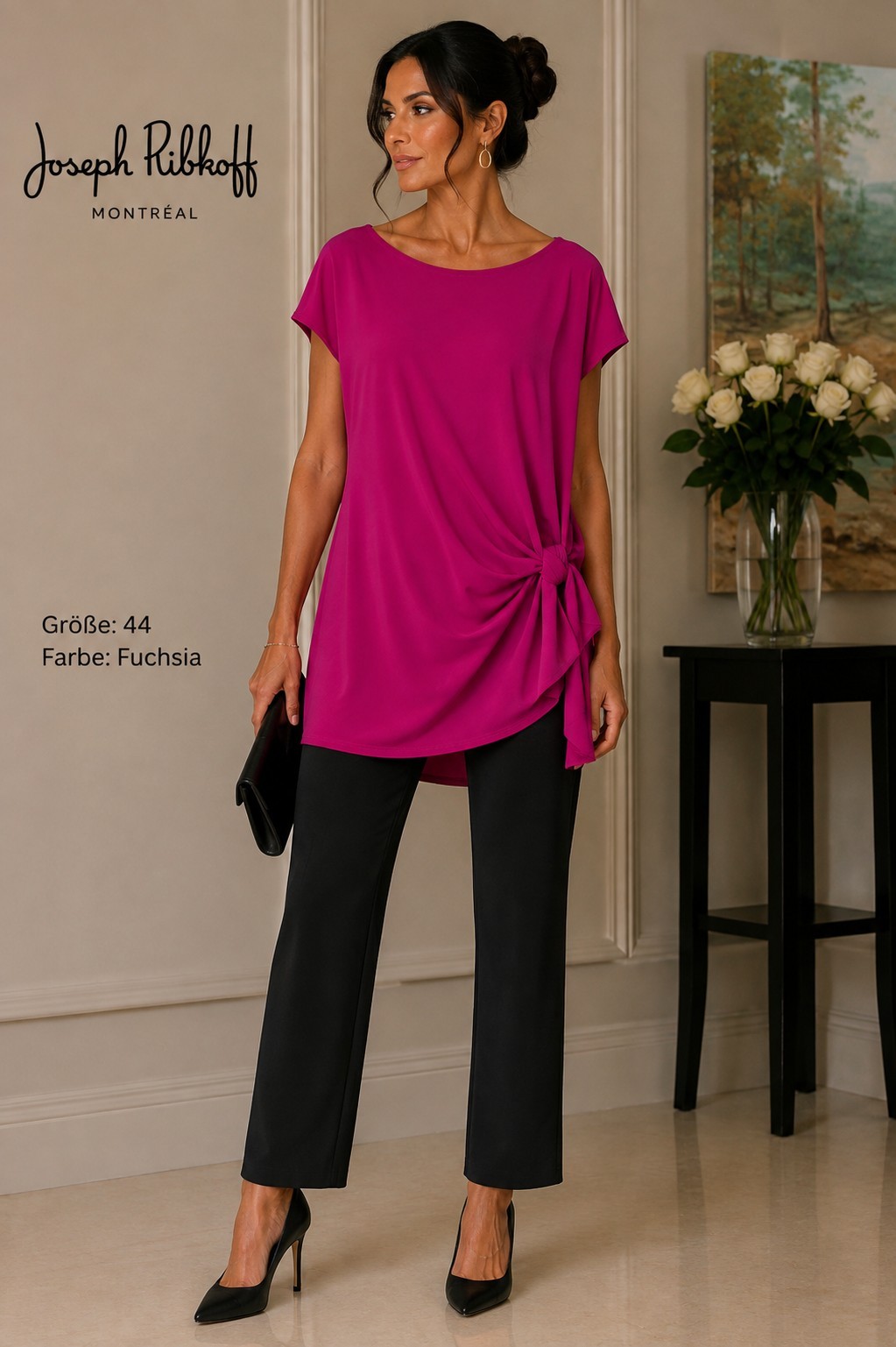 Joseph Ribkoff Tunic Fuchsia with Knot Detail – Size 44