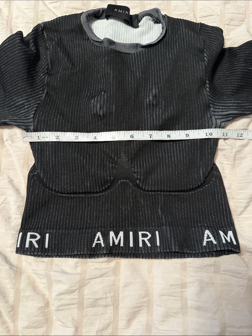AMIRI black seamless knit top
