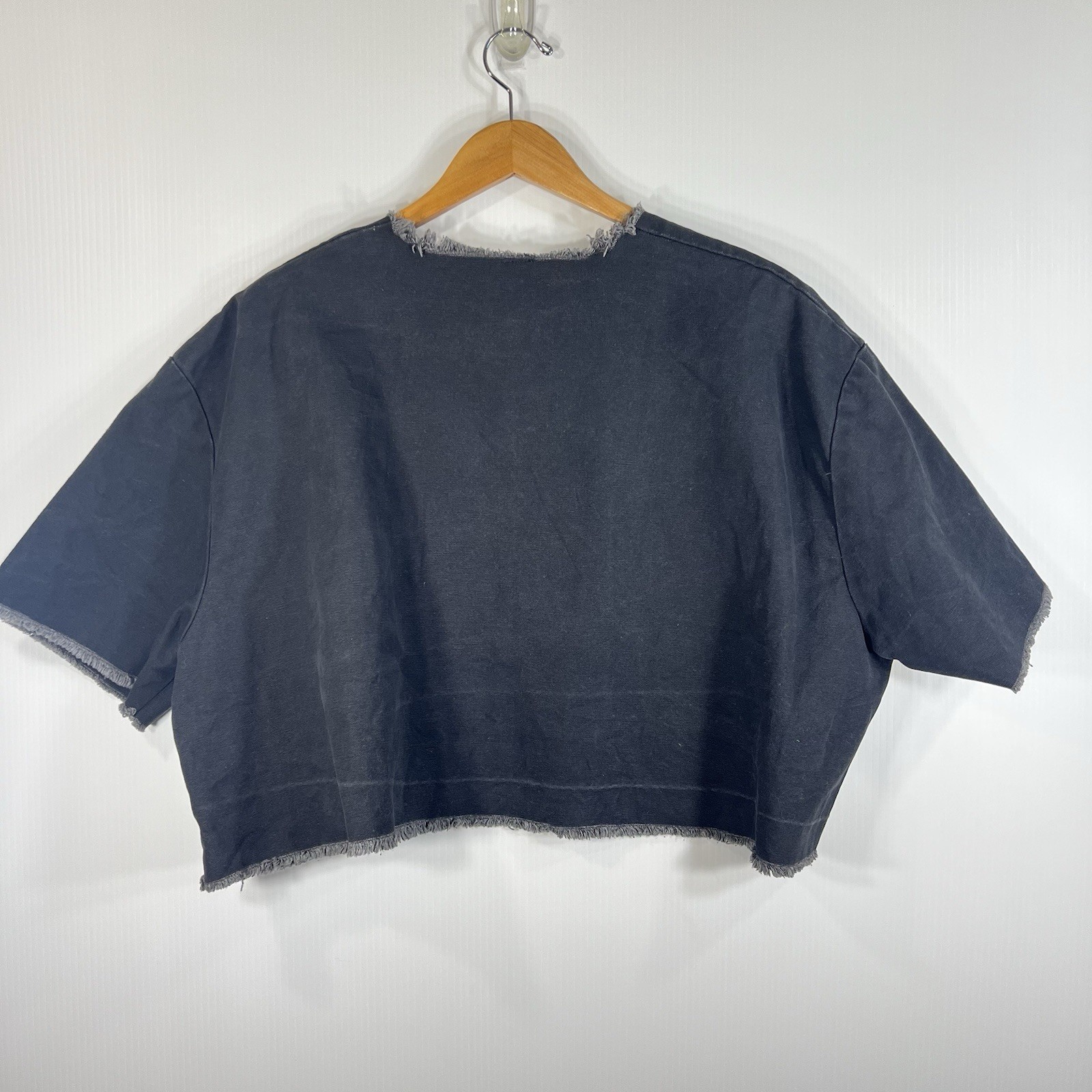 Ashley Rowe Oversized Boxy Top One Size Raw Edges Frayed Edgy Lagenlook Cotton