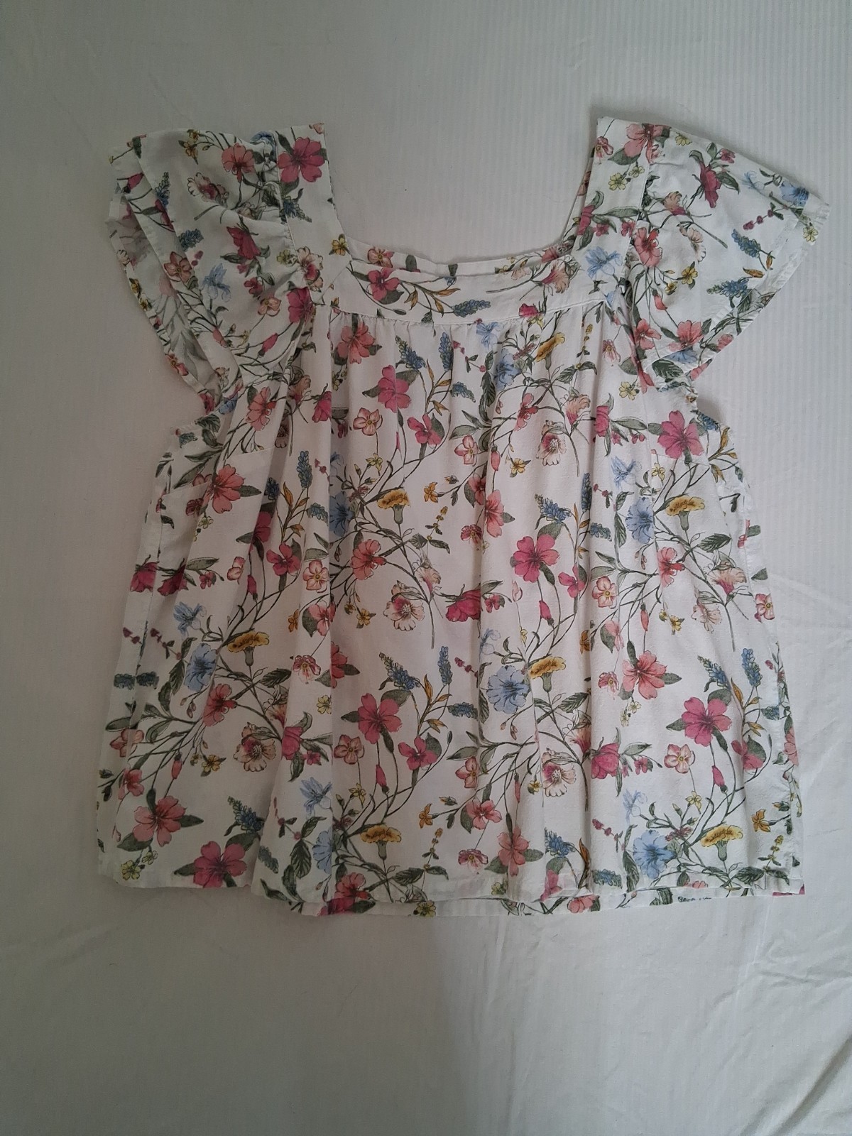 St Johns Bay Floral Top, Sz 0x, 45% Rayon, 40% Cotton, 25% Linen