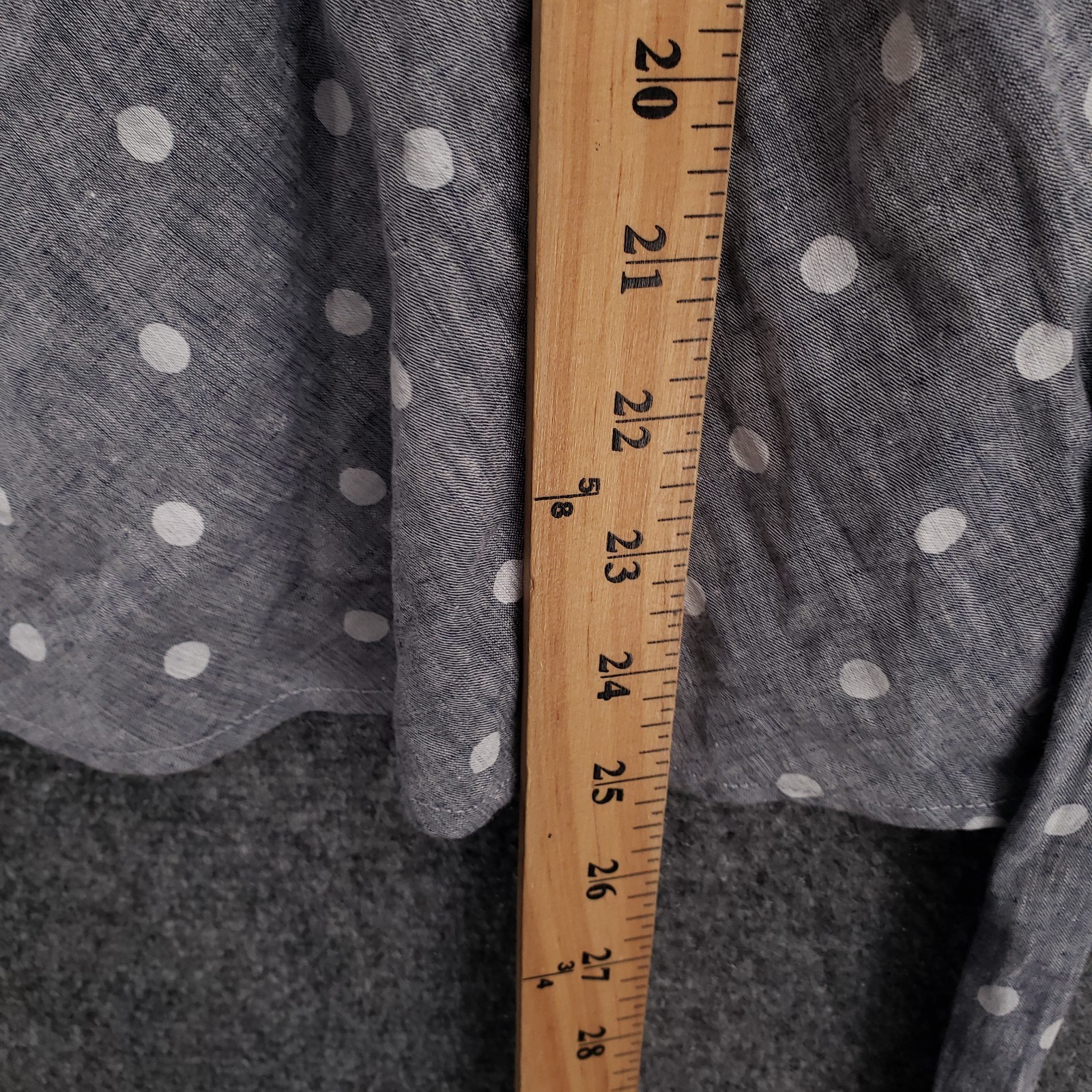 Boden Top Womens 12 Gray Surplice V Neck Polka Dot Linen Waist Tie Peplum Blouse