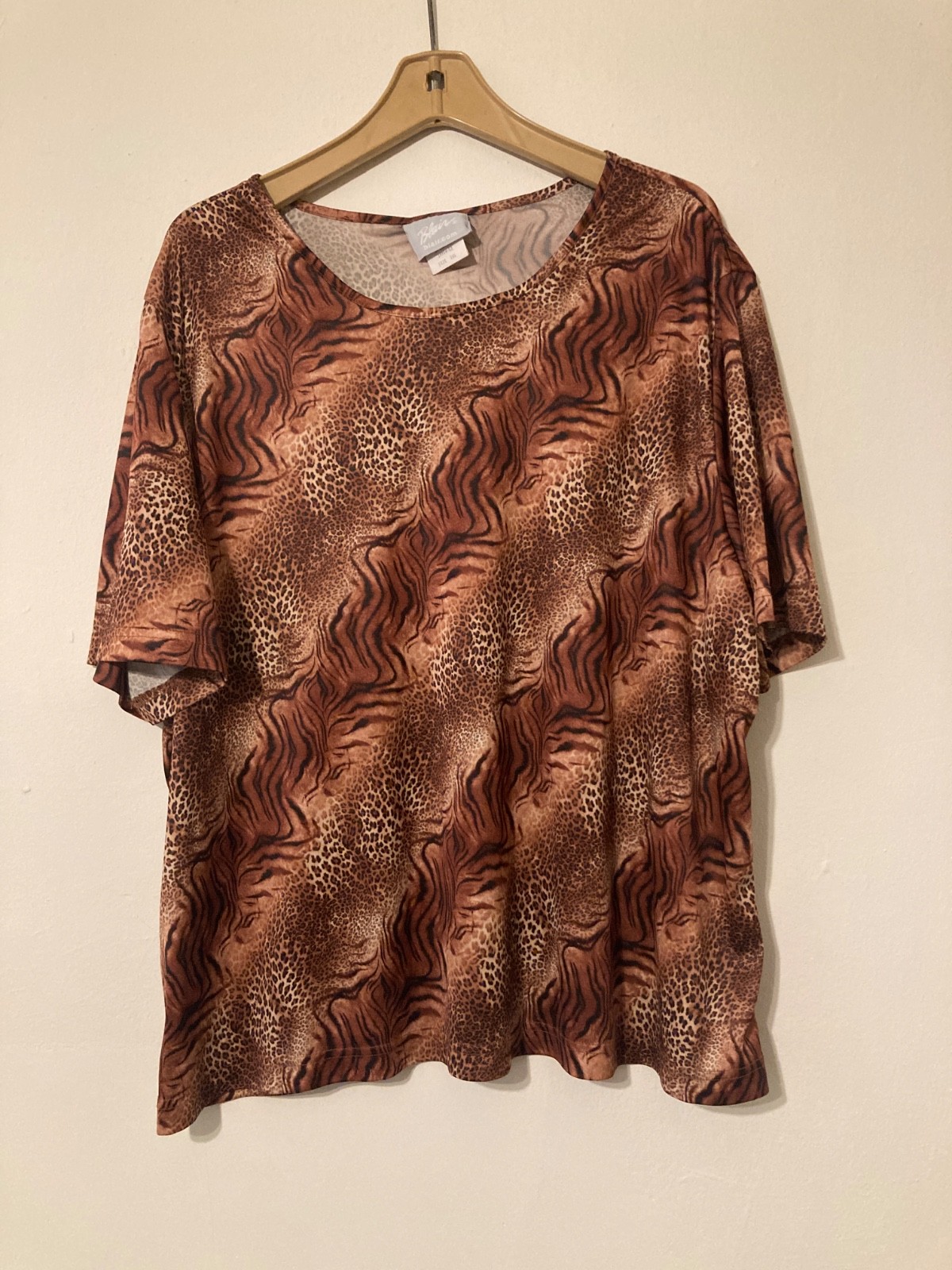 Blair Women’s Animal Print Crew Neck Shirt Short Sleeve Size 3xl 100% Polyester