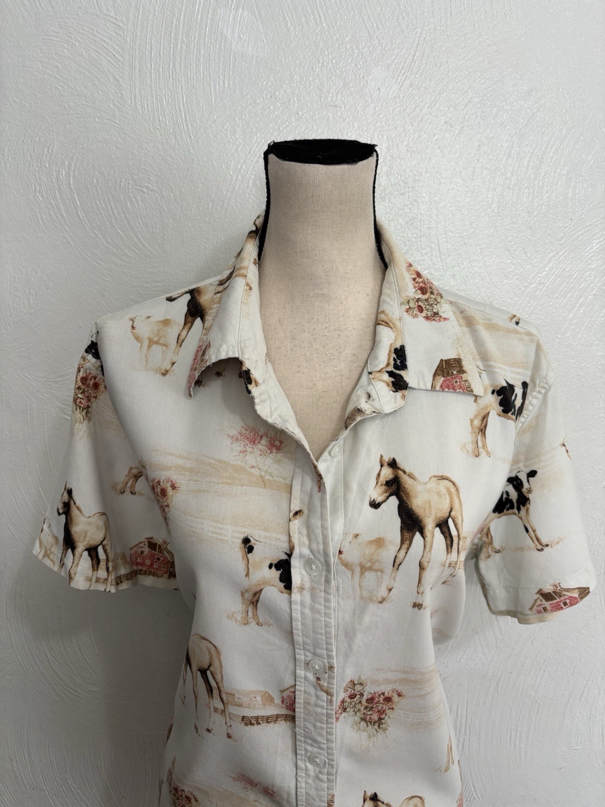 Bit & Bridle Farm Animals Cowgirl Shirt Button Up Rodeo Horse Western XXL