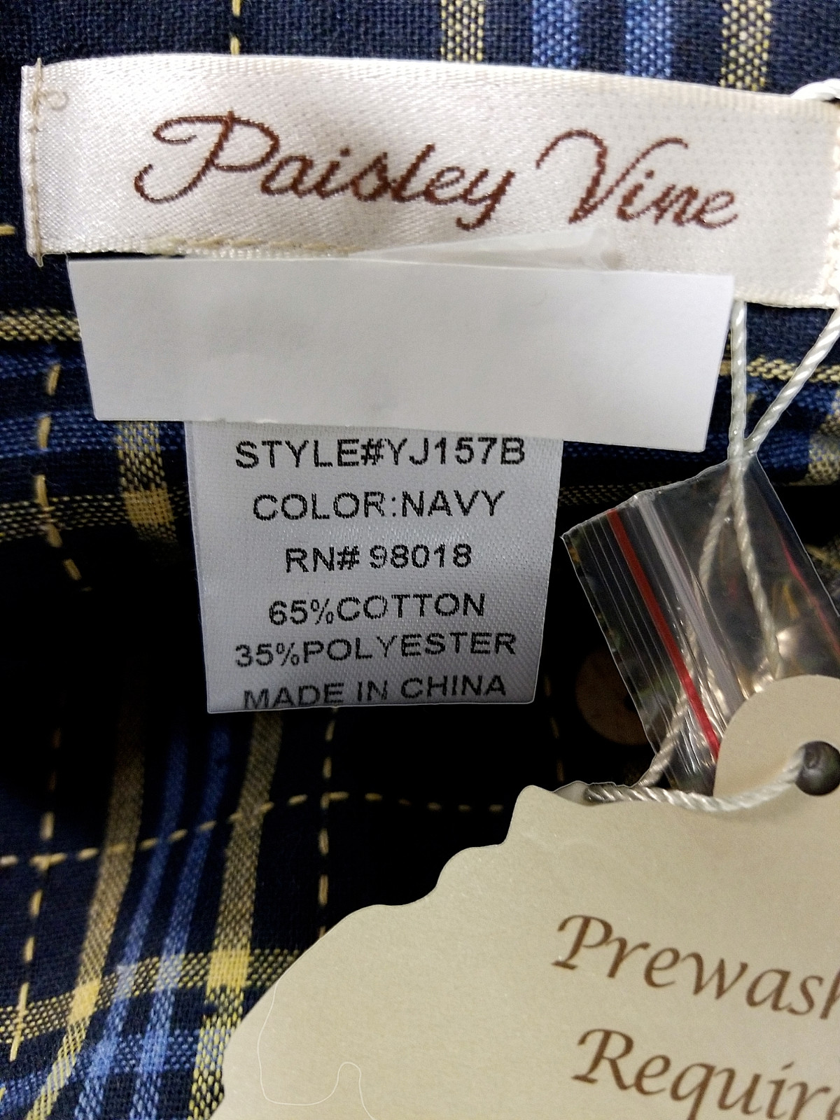 Paisley Vine Women Plaid Long Sleeve Large Eyelet Ruffle Lace Trim Navy Tan New