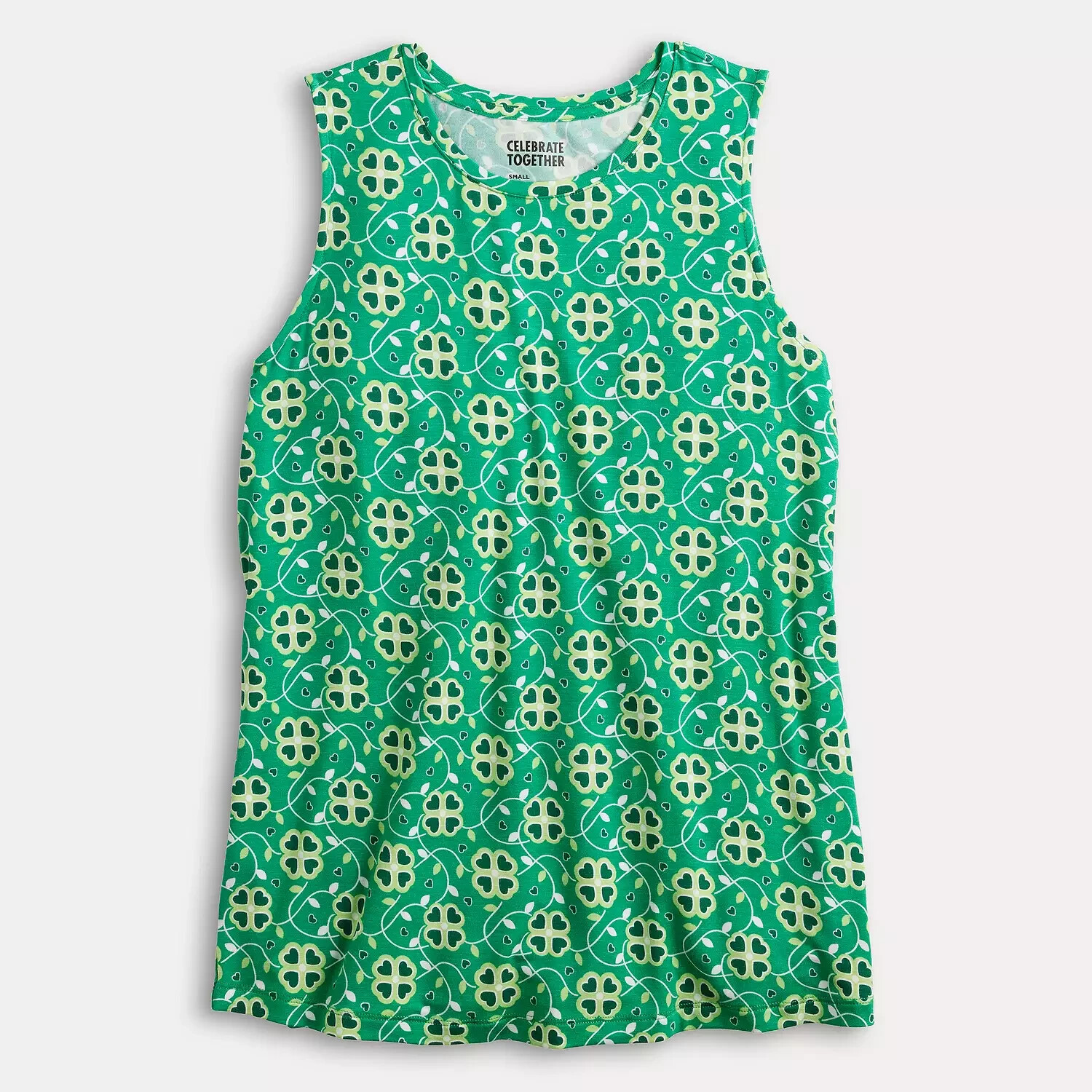Irish Green Shamrock Hearts Tank Top XXL Clover St Patricks Day High Neck New